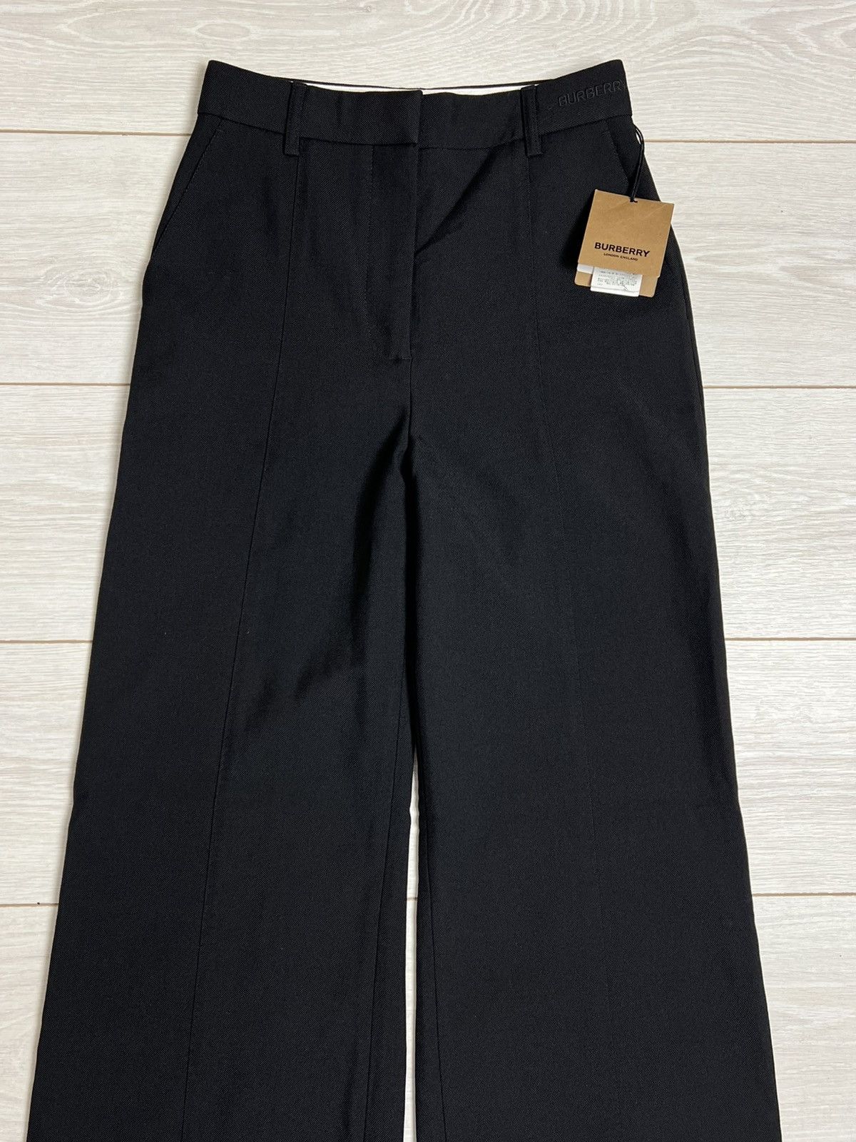 Burberry Burberry Laurel Wide-Leg Wool Trousers Black Logo Size 25" / US 0 / IT 36 - 2 Thumbnail
