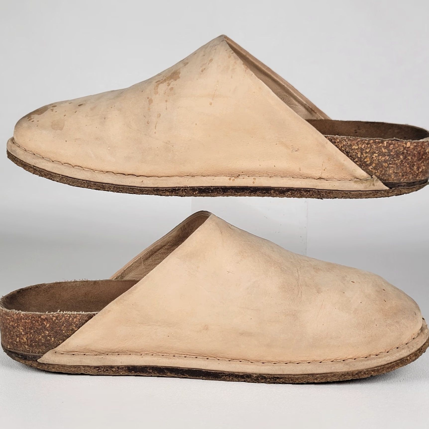 Vintage Jenni Kayne Mules Women Slip-On Flat Brown Tan Leather Suede Size 6 US 37 EU 37/6 Mens Womens Girls? Size US 6 / IT 36 - 4 Thumbnail