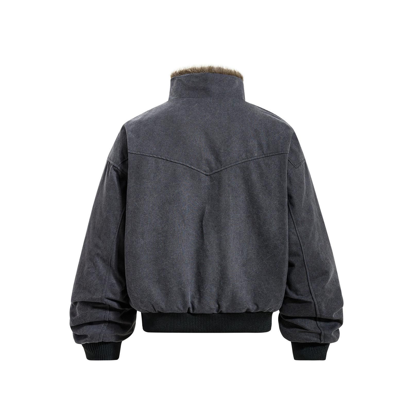 Japanese Brand Charcoal Gray Faux Fur Lined Bomber Jacket, Warm Winter Coat Size US M / EU 48-50 / 2 - 3 Thumbnail