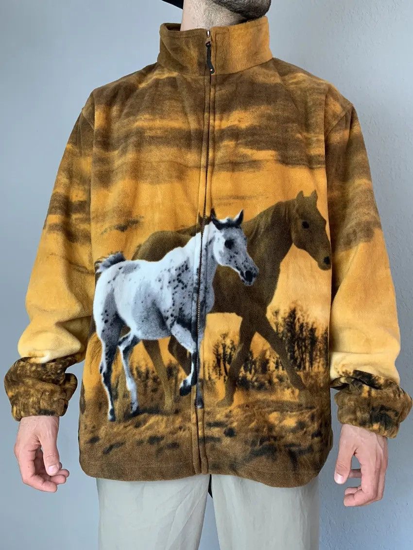Japanese Brand Vintage Black Fullprint Wolf Zip Animals Fleece Jacket Size US XXL / EU 58 / 5 - 2 Thumbnail