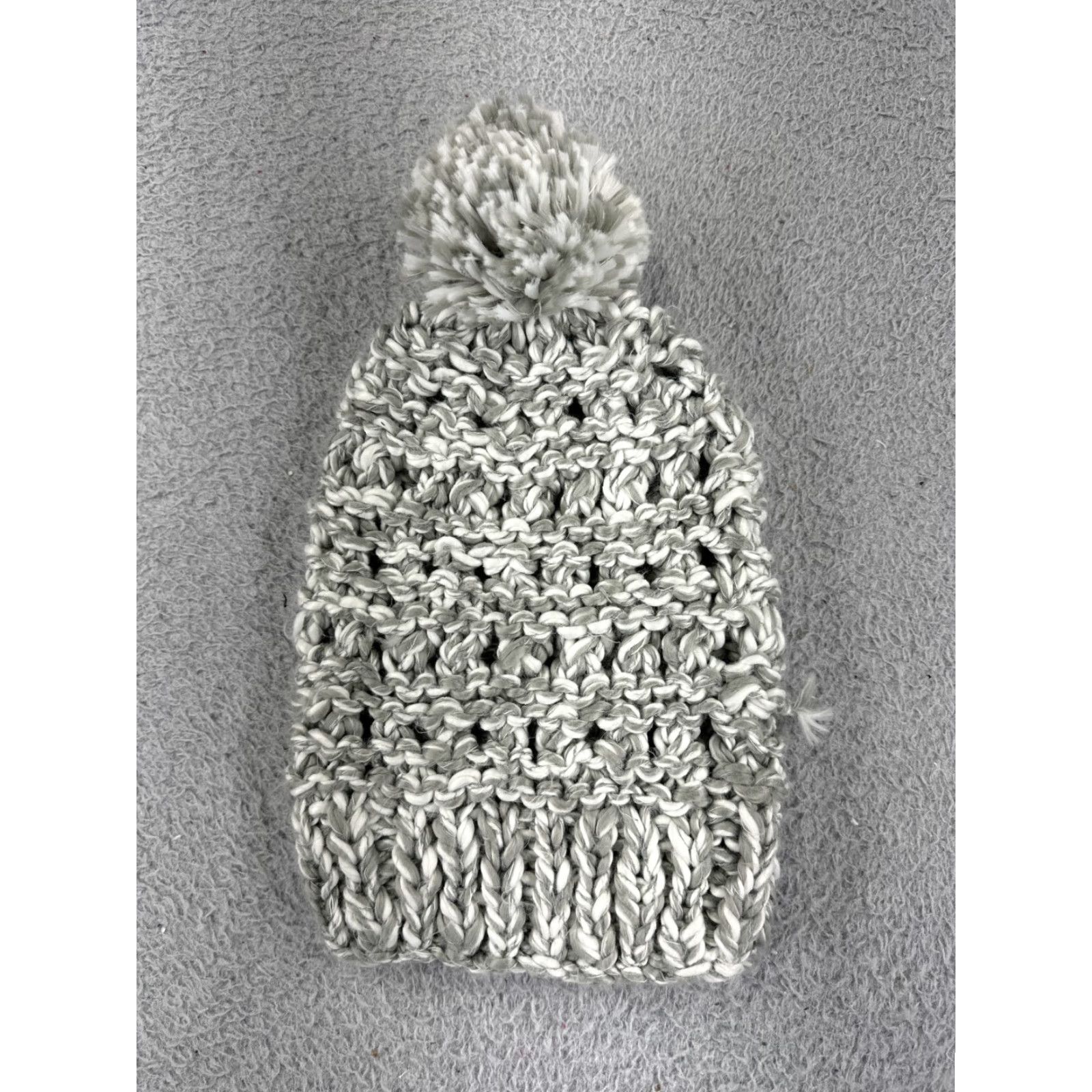 American Eagle Outfitters VINTAGE American Eagle Beanie Toque Adult One Size Gray White Knit POM Acrylic Nylon Size ONE SIZE - 3 Thumbnail