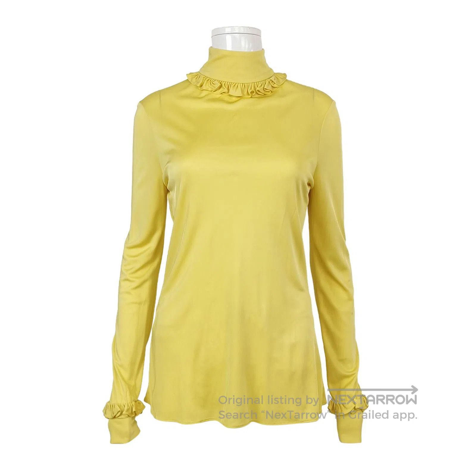 Prada Prada Yellow Long Sleeve Top with Ruffles . Size S / US 4 / IT 40 - 1 Thumbnail