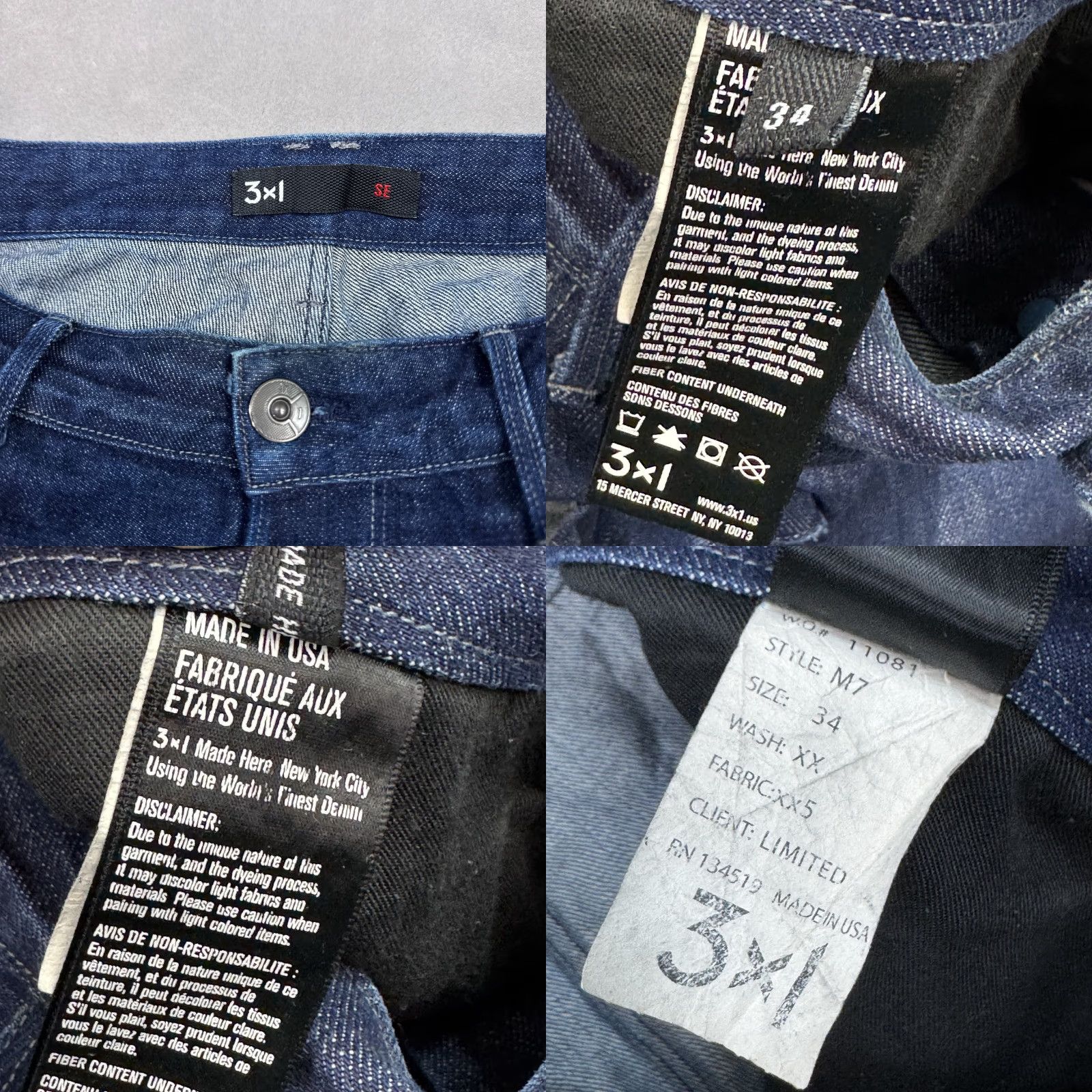 Levi's VINTAGE Levi's 3x1 Jeans Mens 34x34 Denim Dark Selvedge 5-Pocket Distressed 34 in Inseam Mens Regular Dark Wash Jeans Size US 34 / EU 50 - 8 Thumbnail