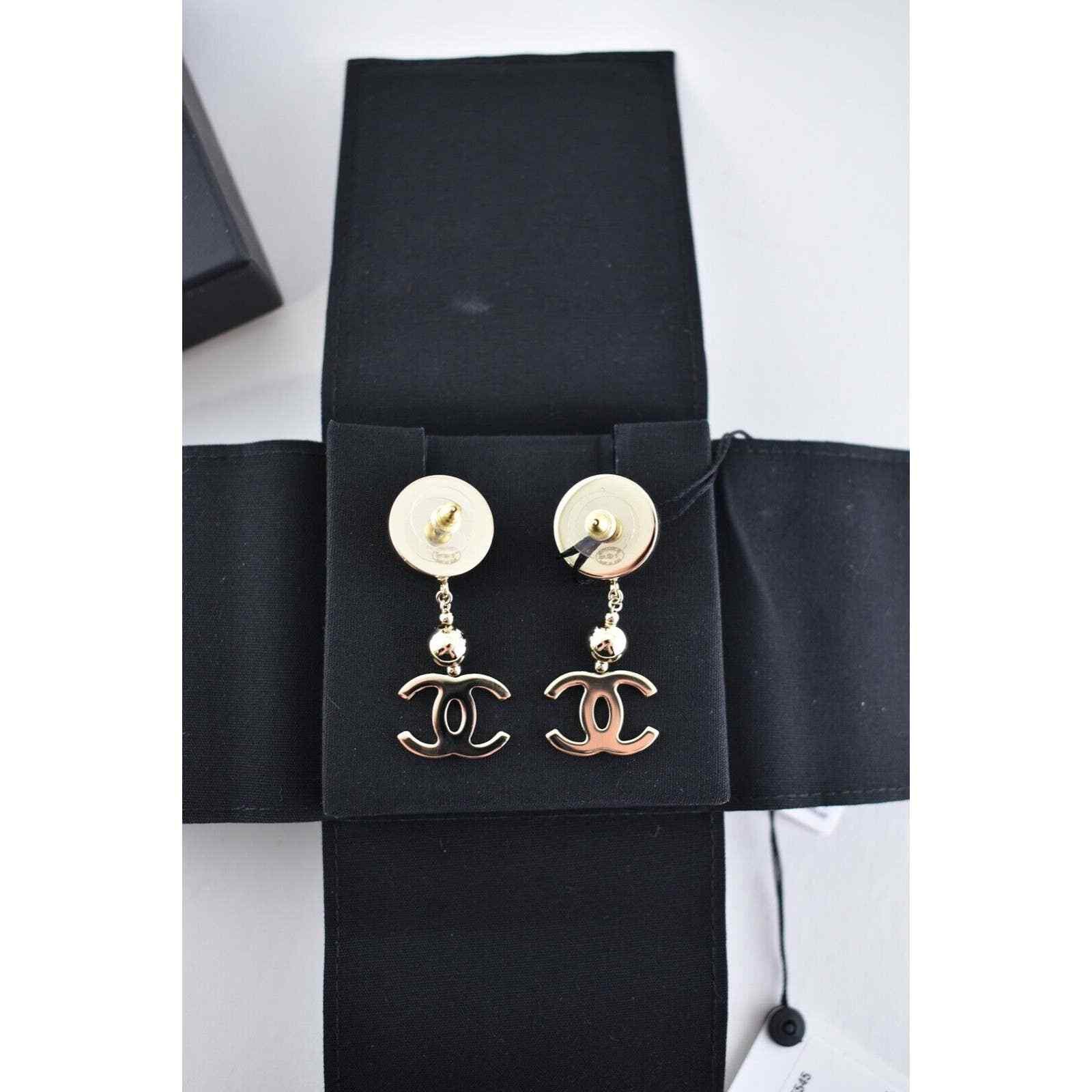 Chanel Chanel Gold Metal Balls Link Chain Dangle Drop Stud Earrings Size ONE SIZE - 7 Thumbnail