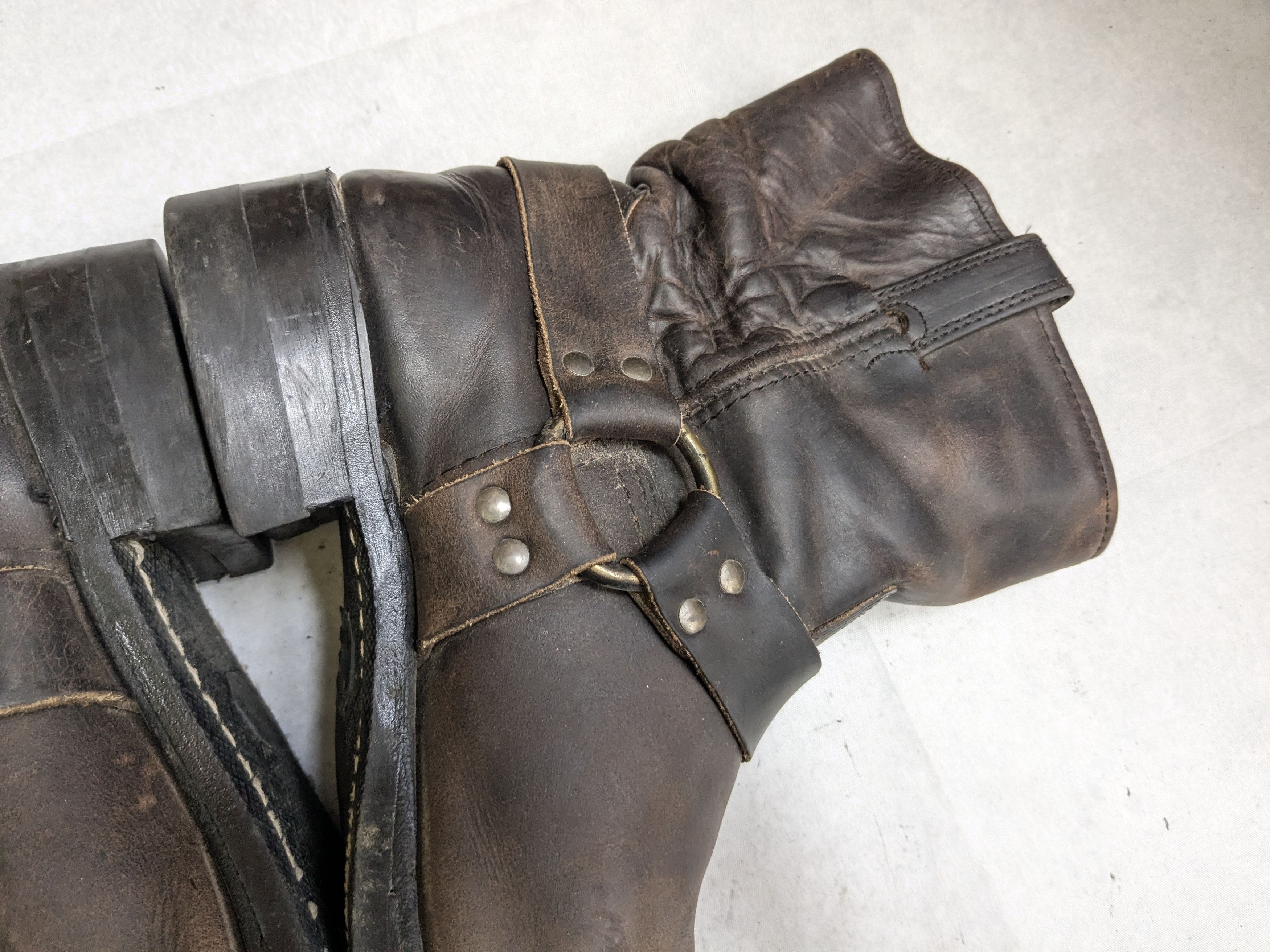 Frye Frye Harness Brown 13 M Leather Strap Buckle Size US 13 / EU 46 - 11 Thumbnail
