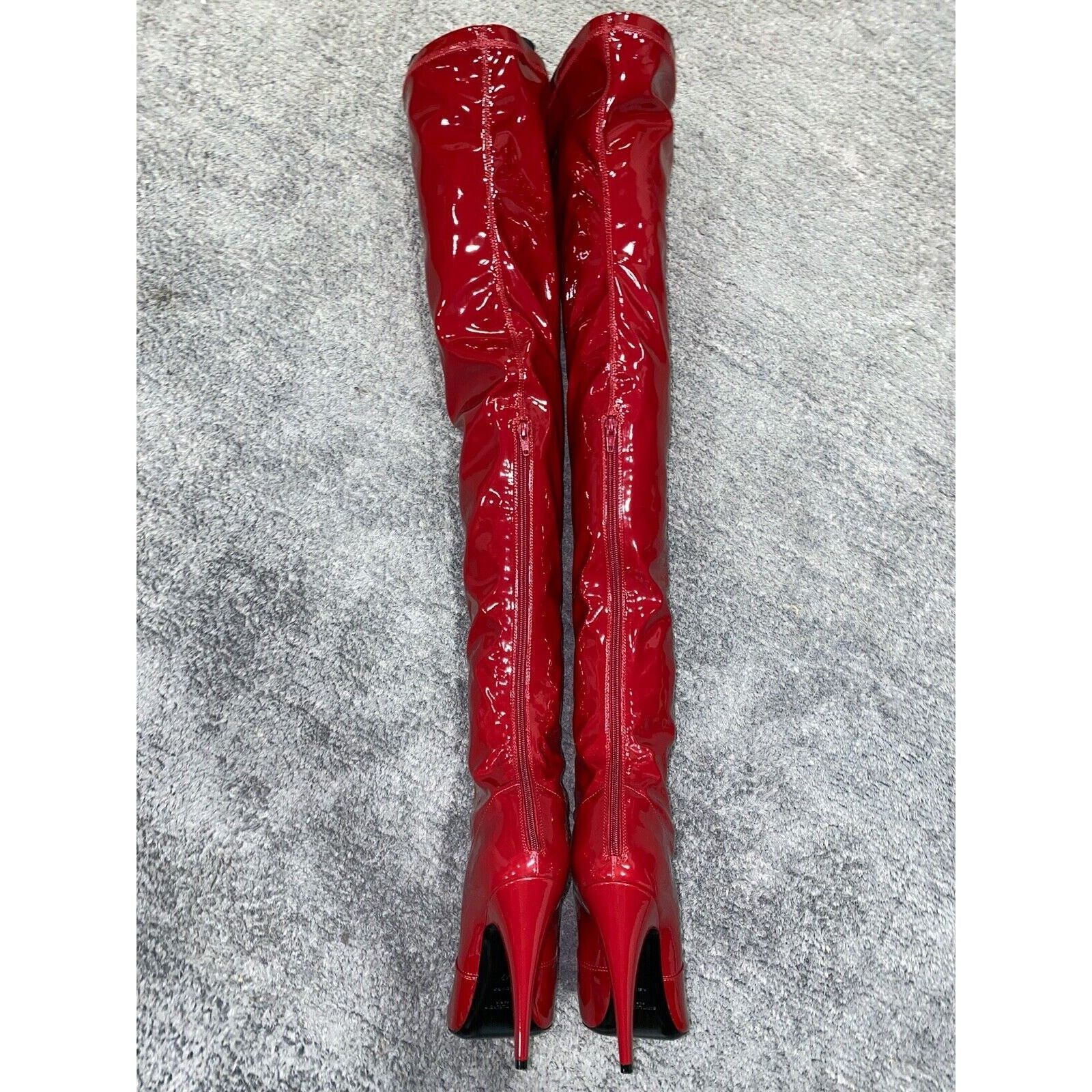 Yves Saint Laurent Saint Laurent YSL Aylah 110 Lava Red Patent Thigh High OTK Size US 12 / IT 42 - 11 Thumbnail