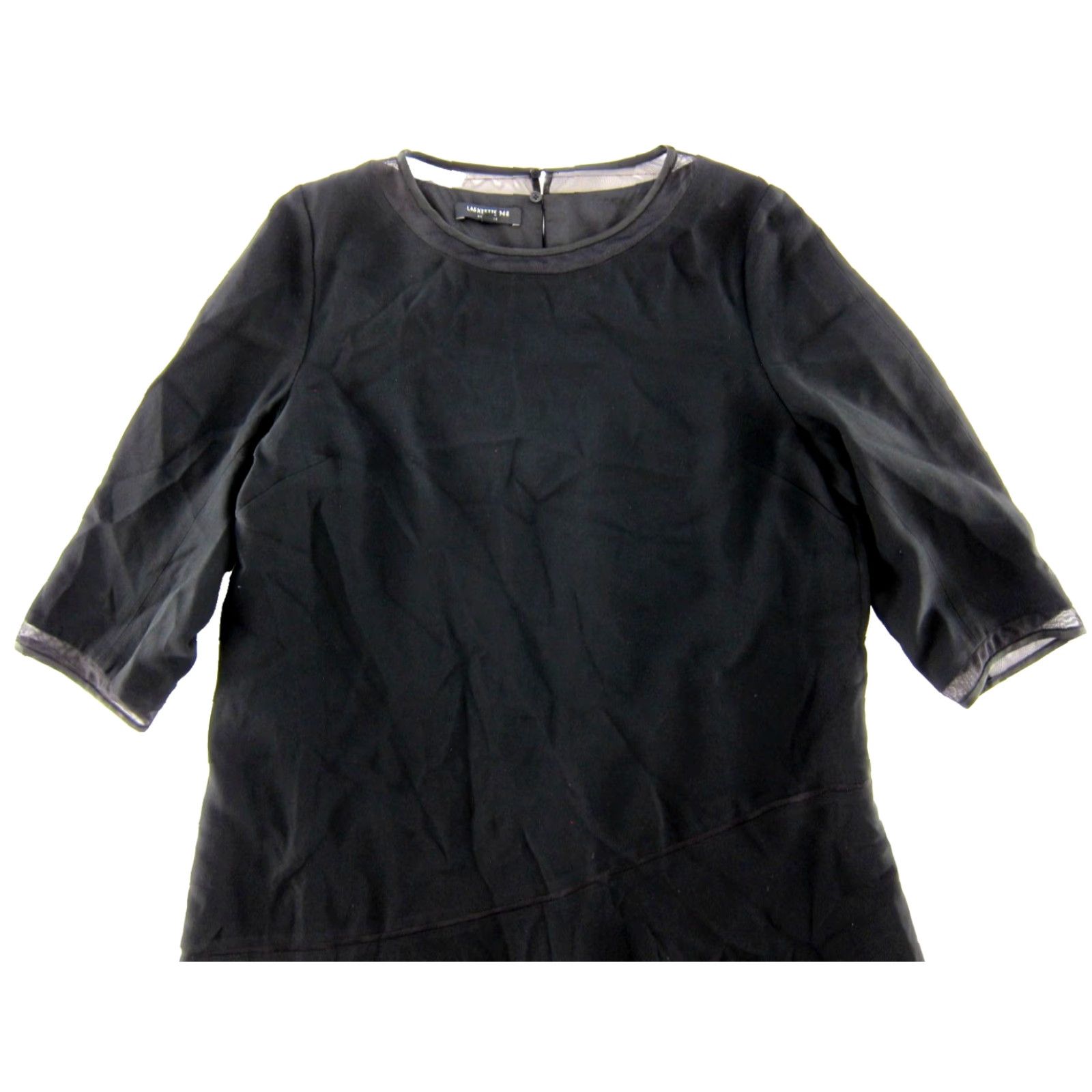 Vintage Lafayette 148 Black Classic Kaftan Maxi Shift Dress 14 Black 3/4 Sleeve Zipper Back Knee Length Lined Women Men's? Size XL / US 12-14 / IT 48-50 - 4 Thumbnail