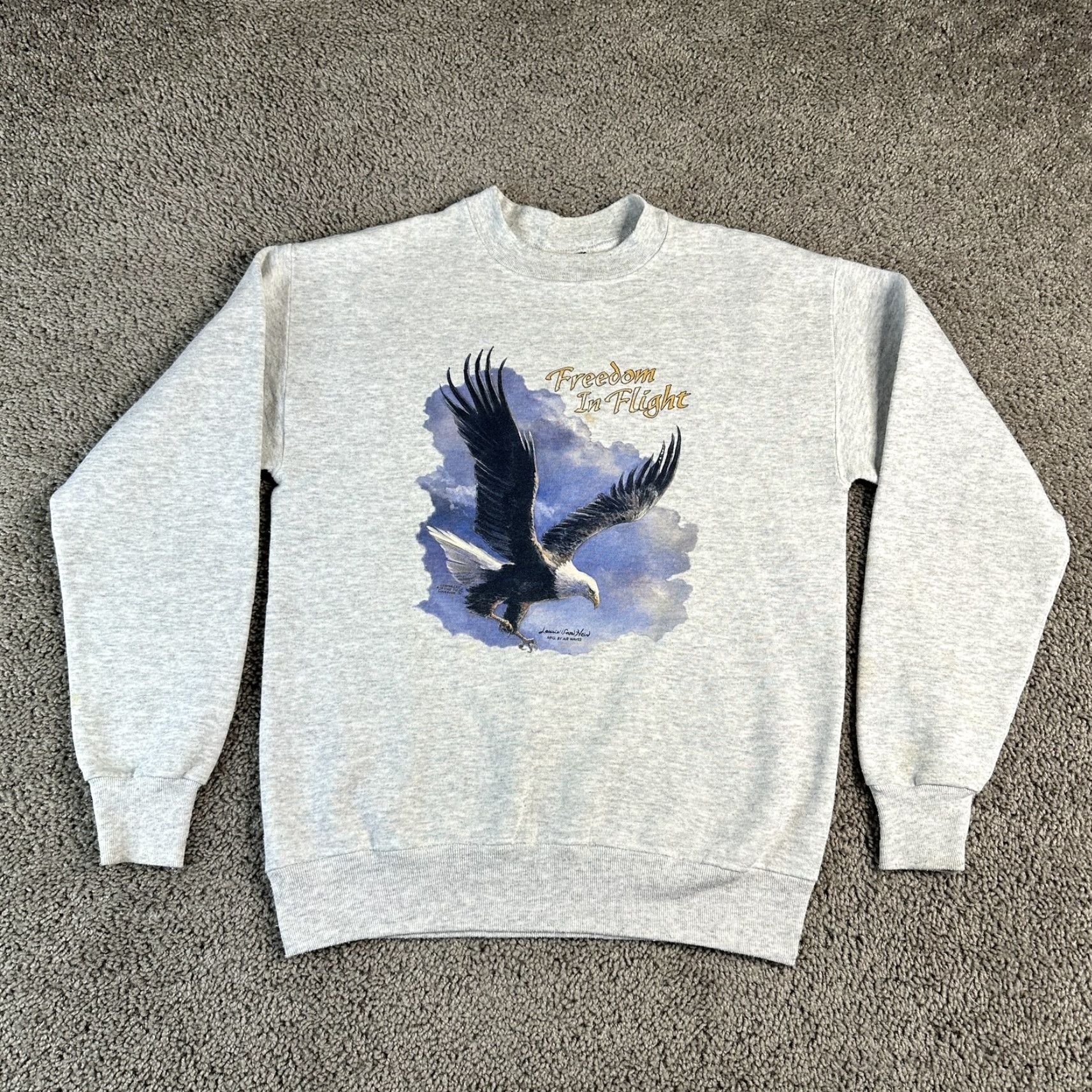 Vintage VINTAGE Platinum Sweats Sweatshirt Mens M Gray Bald Eagle 90s USA Freedom In Flight Graphic Print Size US M / EU 48-50 / 2 - 2 Thumbnail