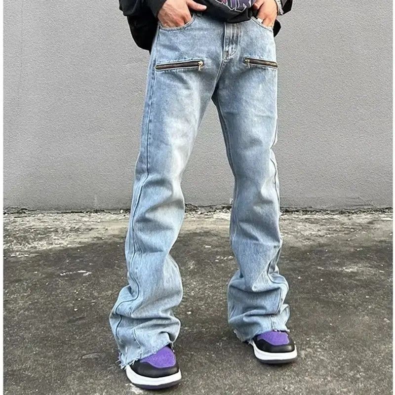 Denime × Japanese Brand Y2K Fashion Zipper Retro Washed Baggy Flare Jeans Pants Size US 36 / EU 52 - 1 Thumbnail