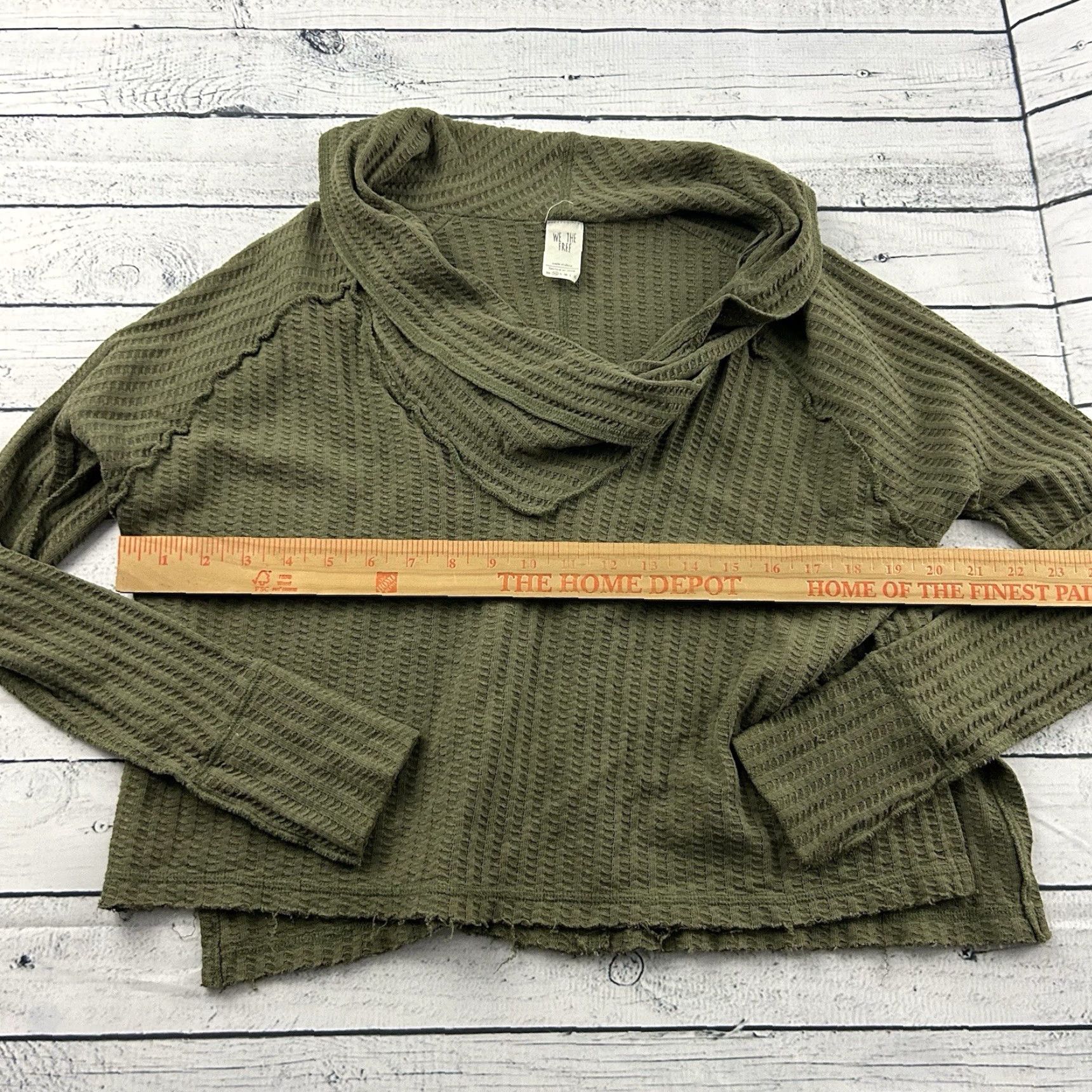 Vintage We The Free Cropped Shirt Women's XS Green Long Sleeve Blouse Size XS / US 0-2 / IT 36-38 - 4 Thumbnail