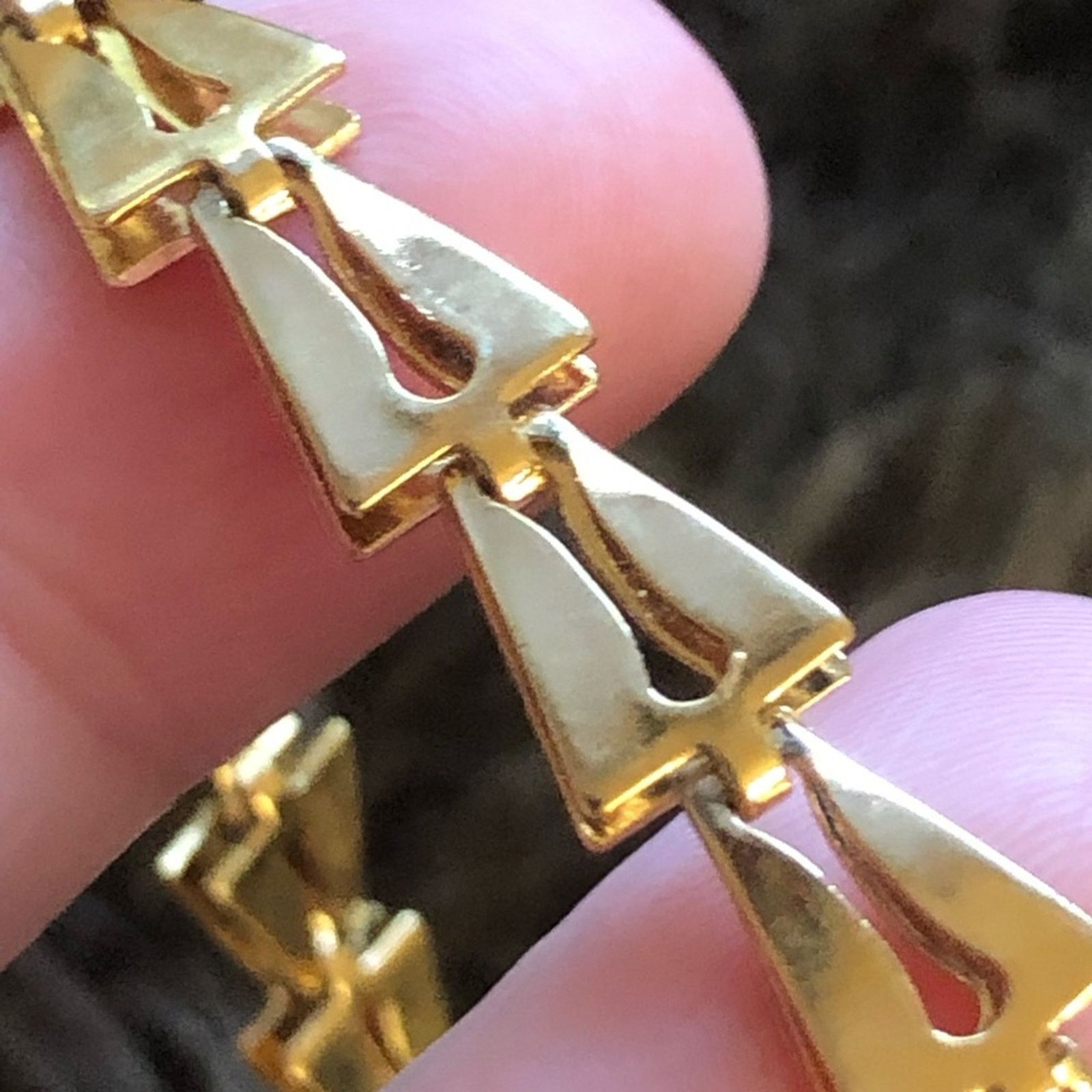 Jewelry Fancy gold plated open triangle link bracelet Size ONE SIZE - 5 Thumbnail