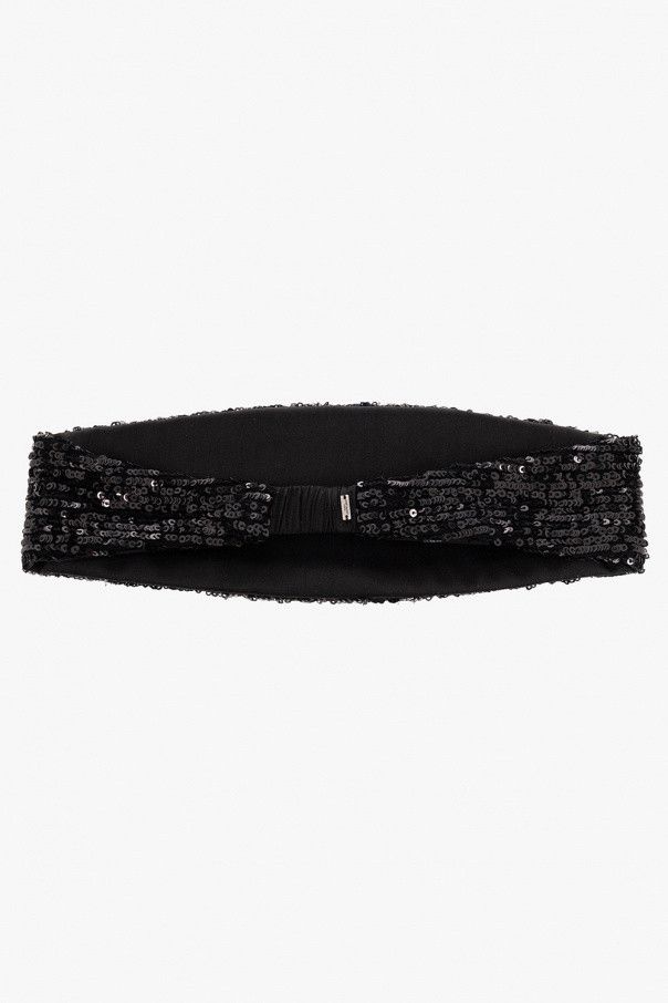 Saint Laurent Paris o1la1rc1a1025 Size: S / Headband in Sequins and Jersey Black Size ONE SIZE - 3 Thumbnail