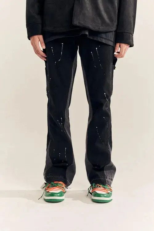 Japanese Brand × Jean Splattered Paint Flare Black Denim Jeans Size US 30 / EU 46 - 1 Thumbnail