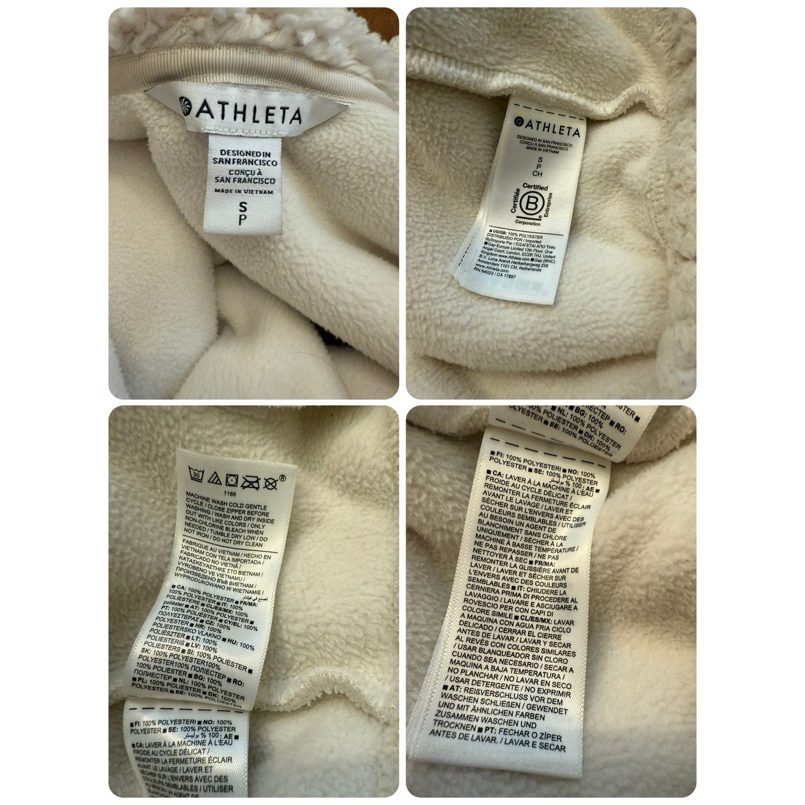 Athleta EUC Women's Athleta 1/4 Zip Cream Sherpa Pullover Size Small Size S / US 4 / IT 40 - 7 Thumbnail