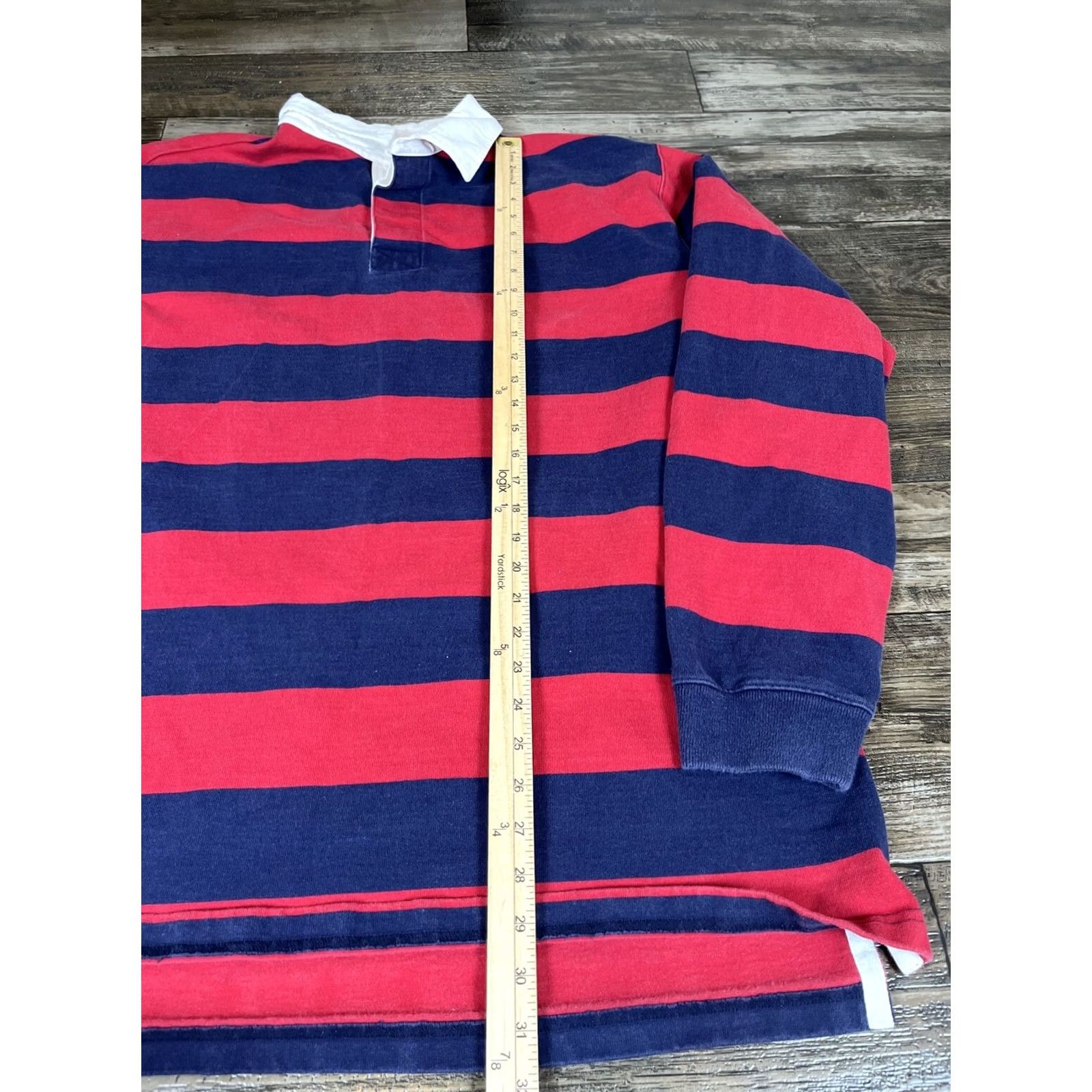 Vintage VINTAGE LL Bean Shirt Mens XLT Large Tall Red Blue Striped Rugby Polo Long Sleeve Outdoors Size US XL / EU 56 / 4 - 2 Thumbnail