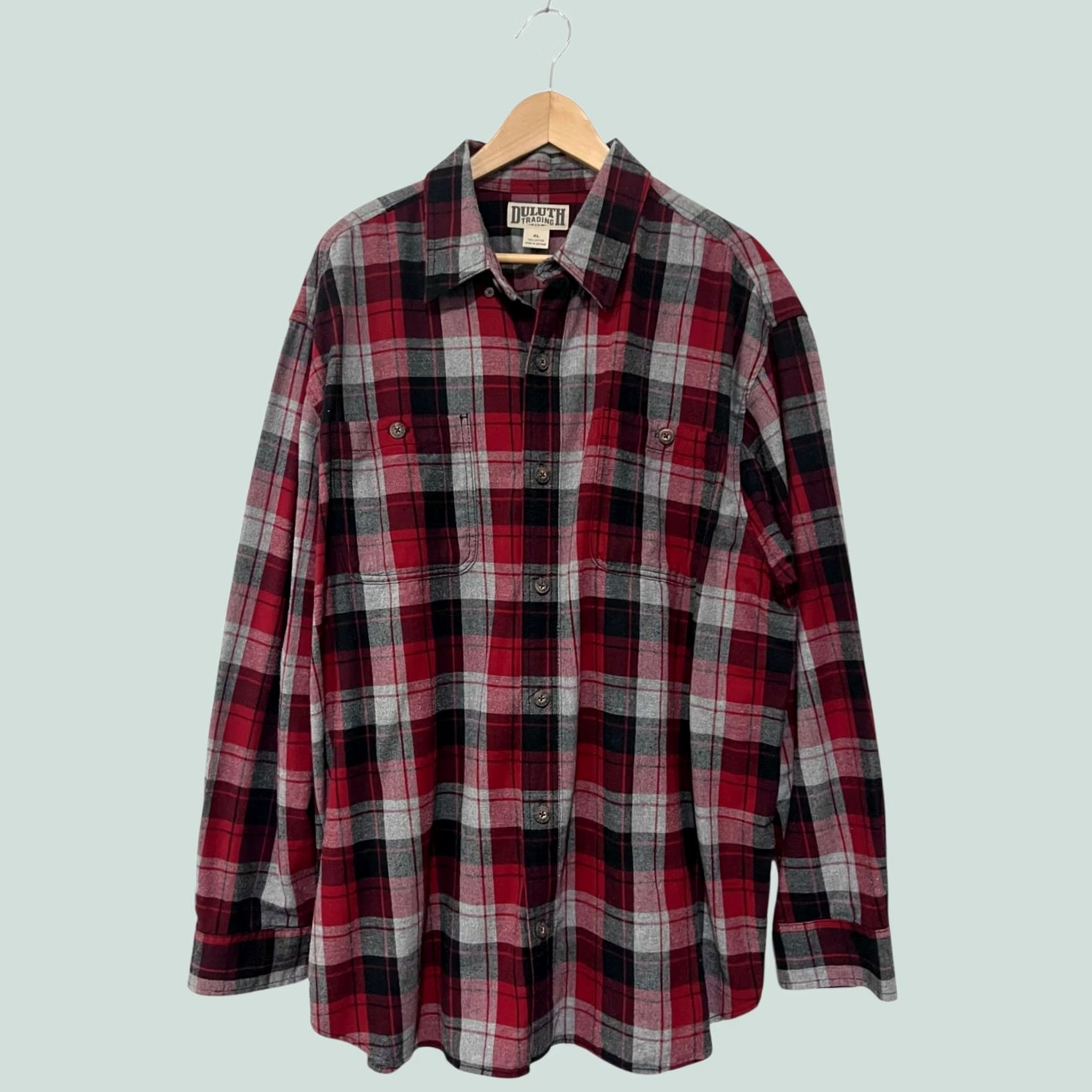Duluth Trading Company Duluth Trading Co Free Swingin' Flannel Plaid Button Up Shirt XL Red Gray Unisex Adults Long Sleeve Regular Size XL Mens Womens Size US XL / EU 56 / 4 - 1 Thumbnail