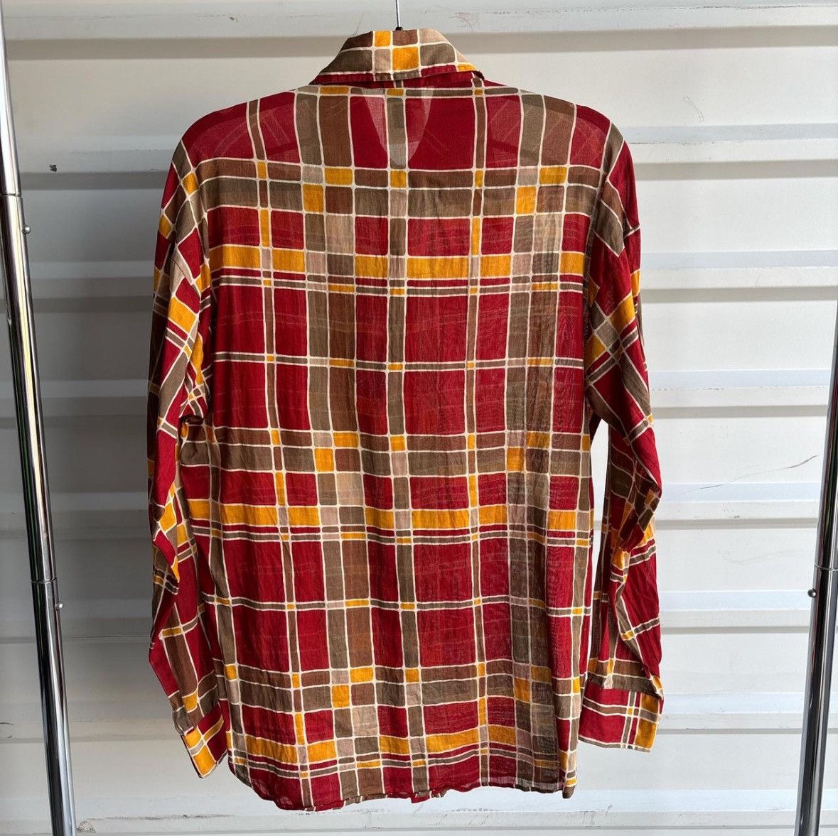 Dolce & Gabbana Vintage Dolce & Gabbana Sheer Square Print Dagger Button Up Size US M / EU 48-50 / 2 - 6 Thumbnail