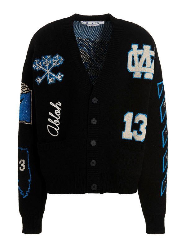 Off-White o1gr1nt1124 Cryst Graphics Knit Cardigan in Black Size US S / EU 44-46 / 1 - 1 Thumbnail