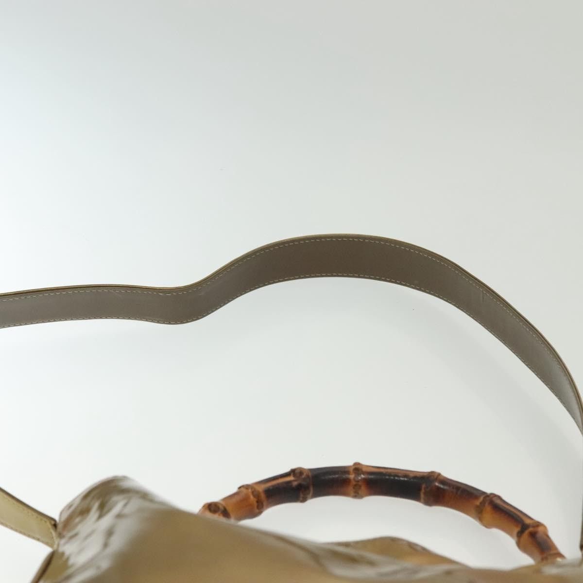 Gucci GUCCI Bamboo Hand Bag Patent Leather Beige Gold 001 1014 Size ONE SIZE - 10 Thumbnail