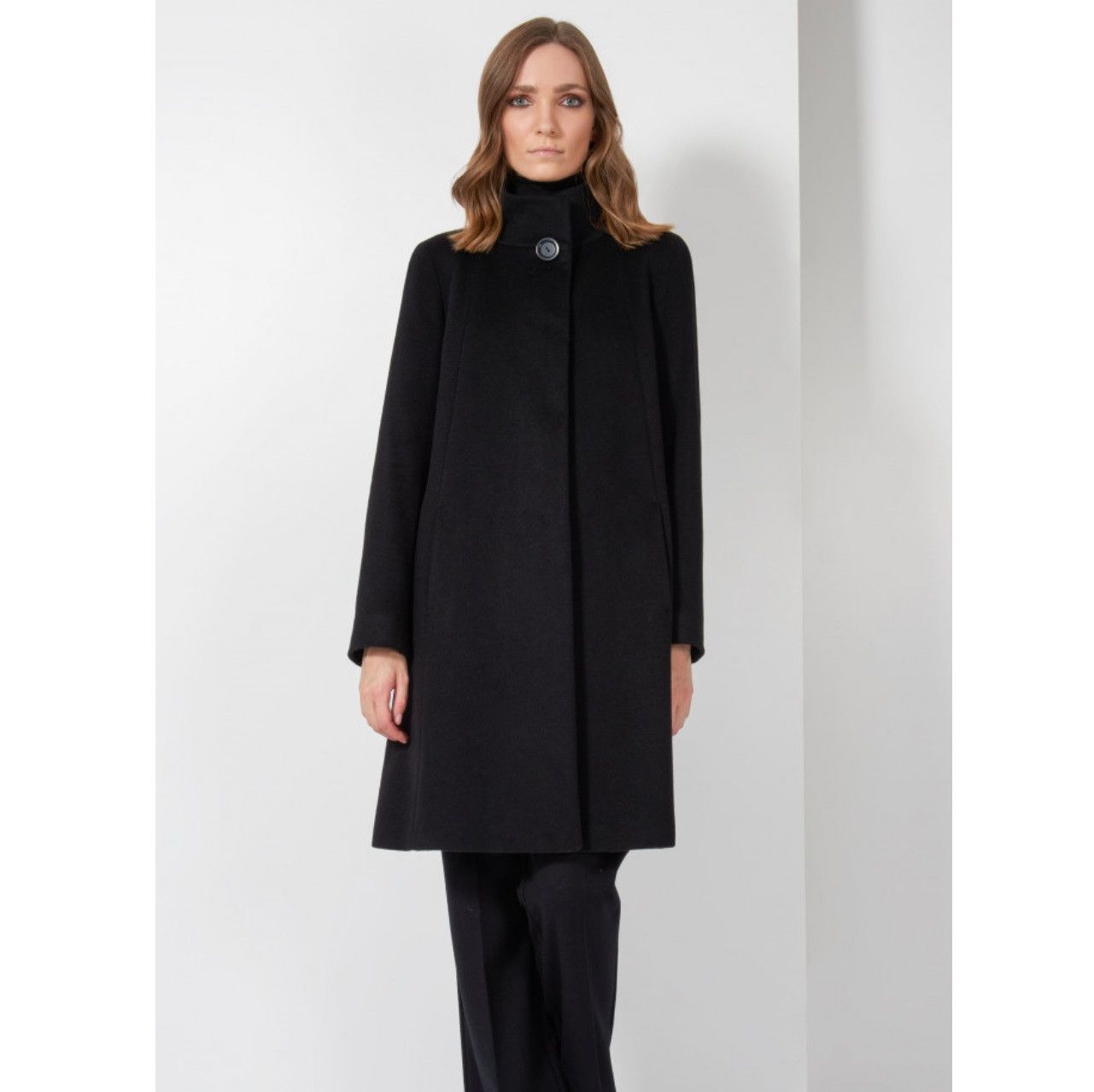 Cinzia Rocca Iconic Black Coat Cashmere blend Size XXL / US 16-18 / IT 52-54 - 2 Thumbnail