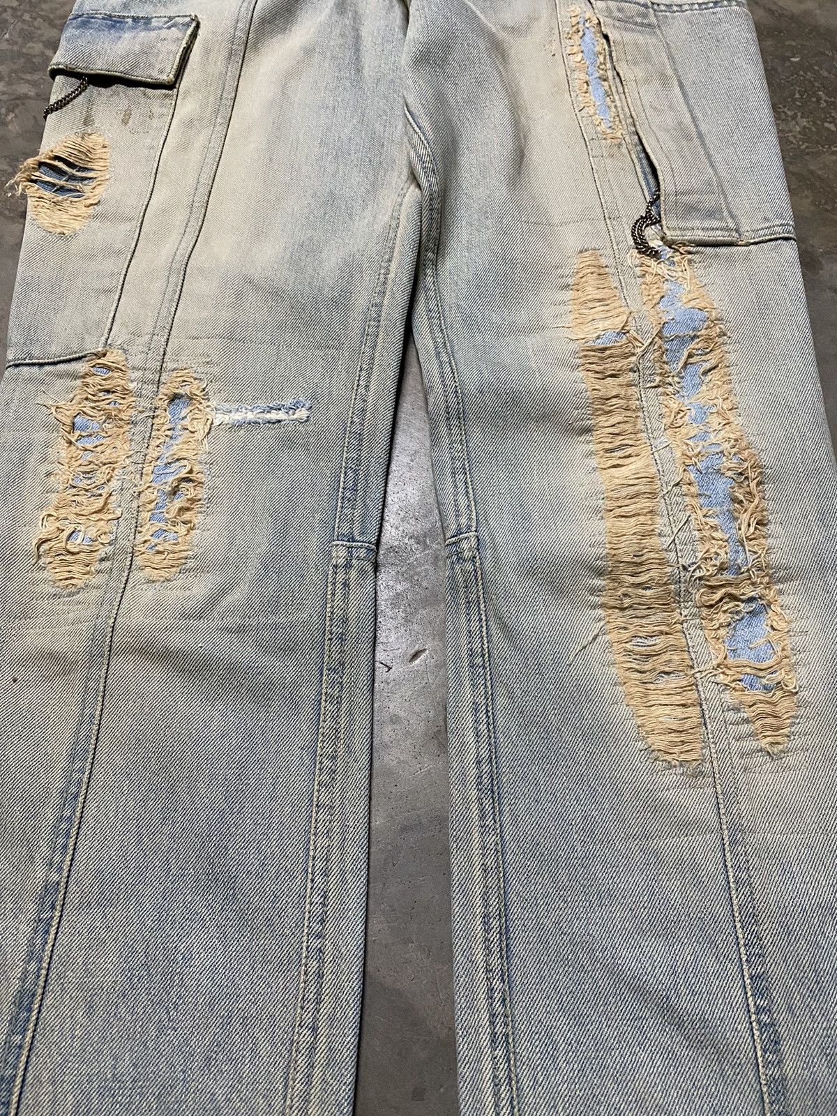 Japanese Brand × Vintage Flare Jeans Japan Ossa Mondo Utility Cargo Distressed Ripped Size US 30 / EU 46 - 4 Thumbnail