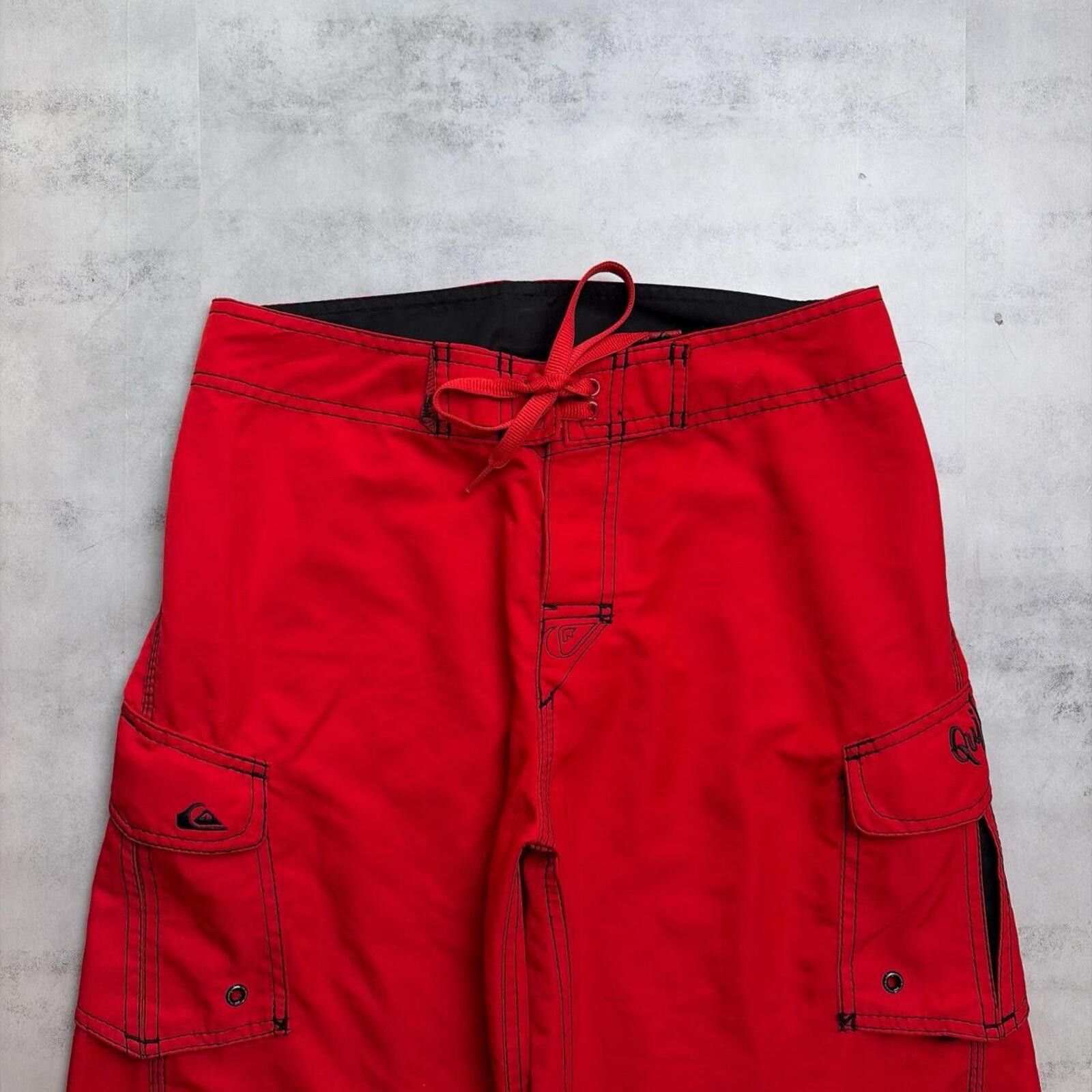 Quiksilver Y2K Red Quiksilver Surf Grunge Baggy Board Shorts Size US 30 / EU 46 - 3 Thumbnail