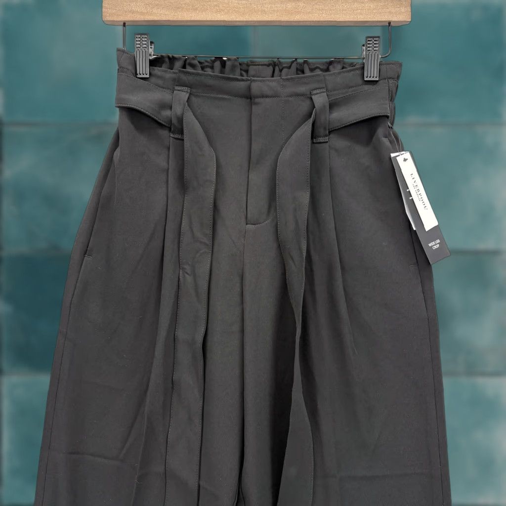 Vintage Liverpool Jeans Cropped Wide Leg Pants Womens XS Black Pleated Belted NWT Size 26" / US 2 / IT 38 - 1 Thumbnail