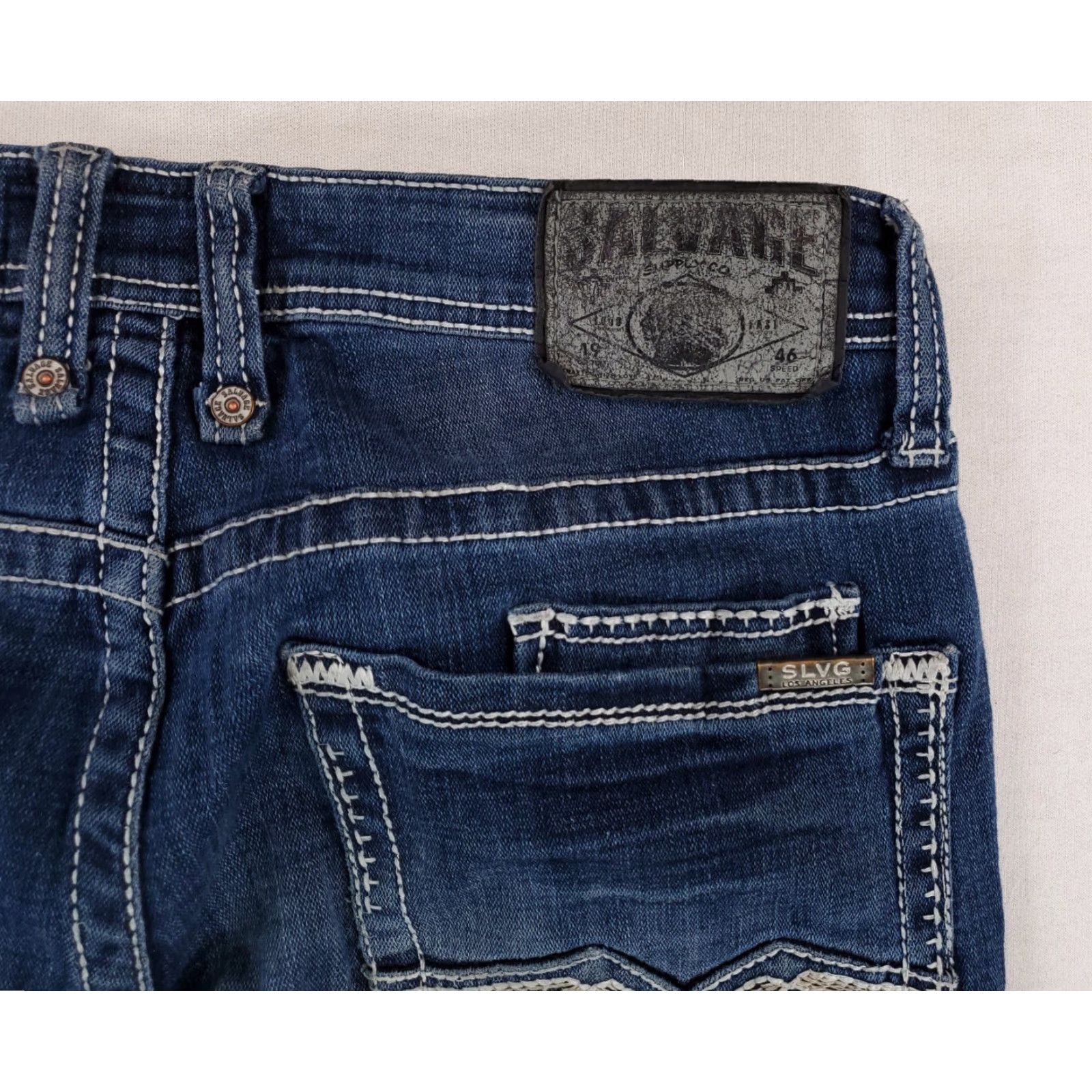 BKE VINTAGE Salvage BKE Buckle Havoc Straight Jeans Distressed Mens 34x33 Blue Size US 34 / EU 50 - 8 Thumbnail