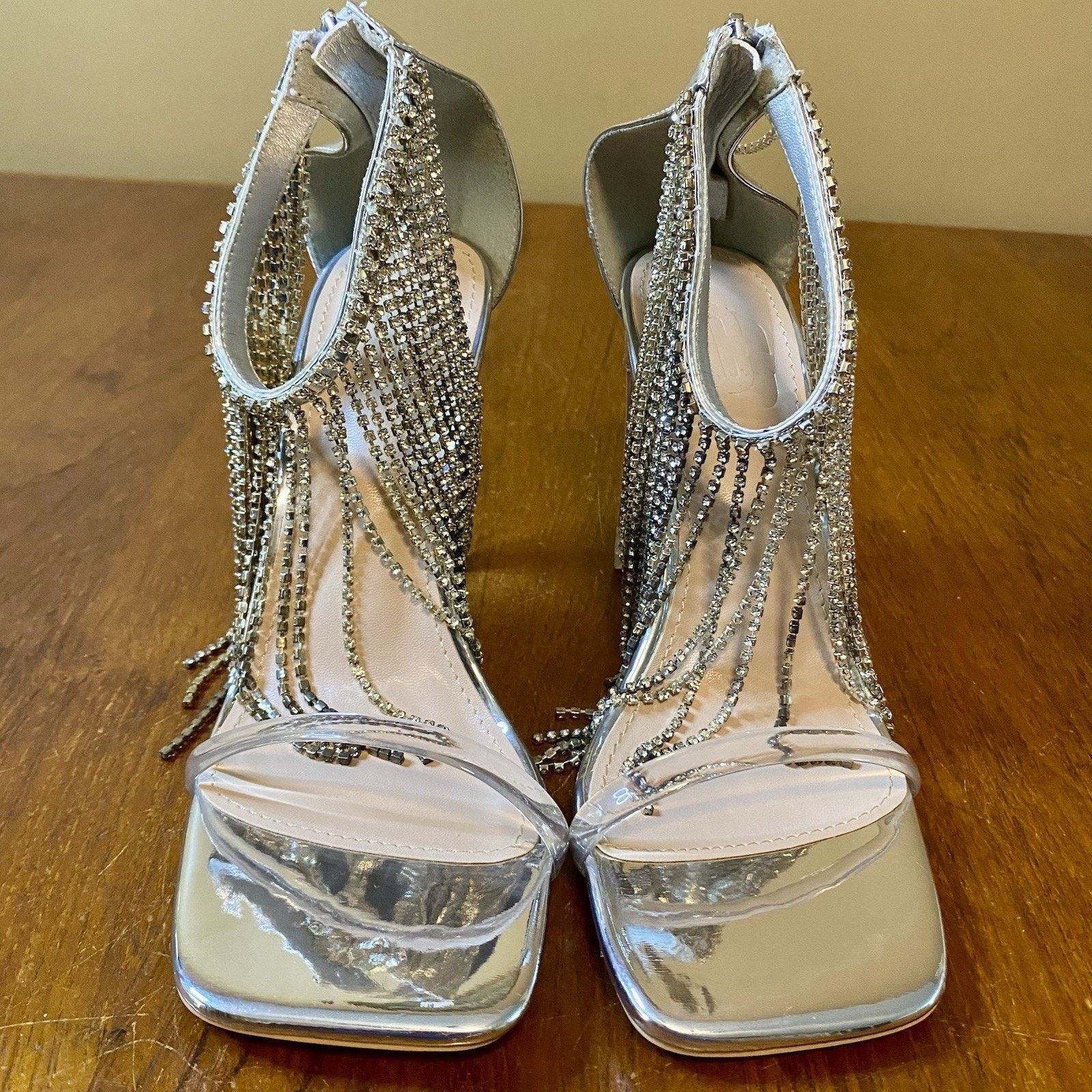 & Other Stories Woman’s Size 7 Rhinestone Fringe Chunky Strap Sandals Zipper Size US 7 / IT 37 - 3 Thumbnail