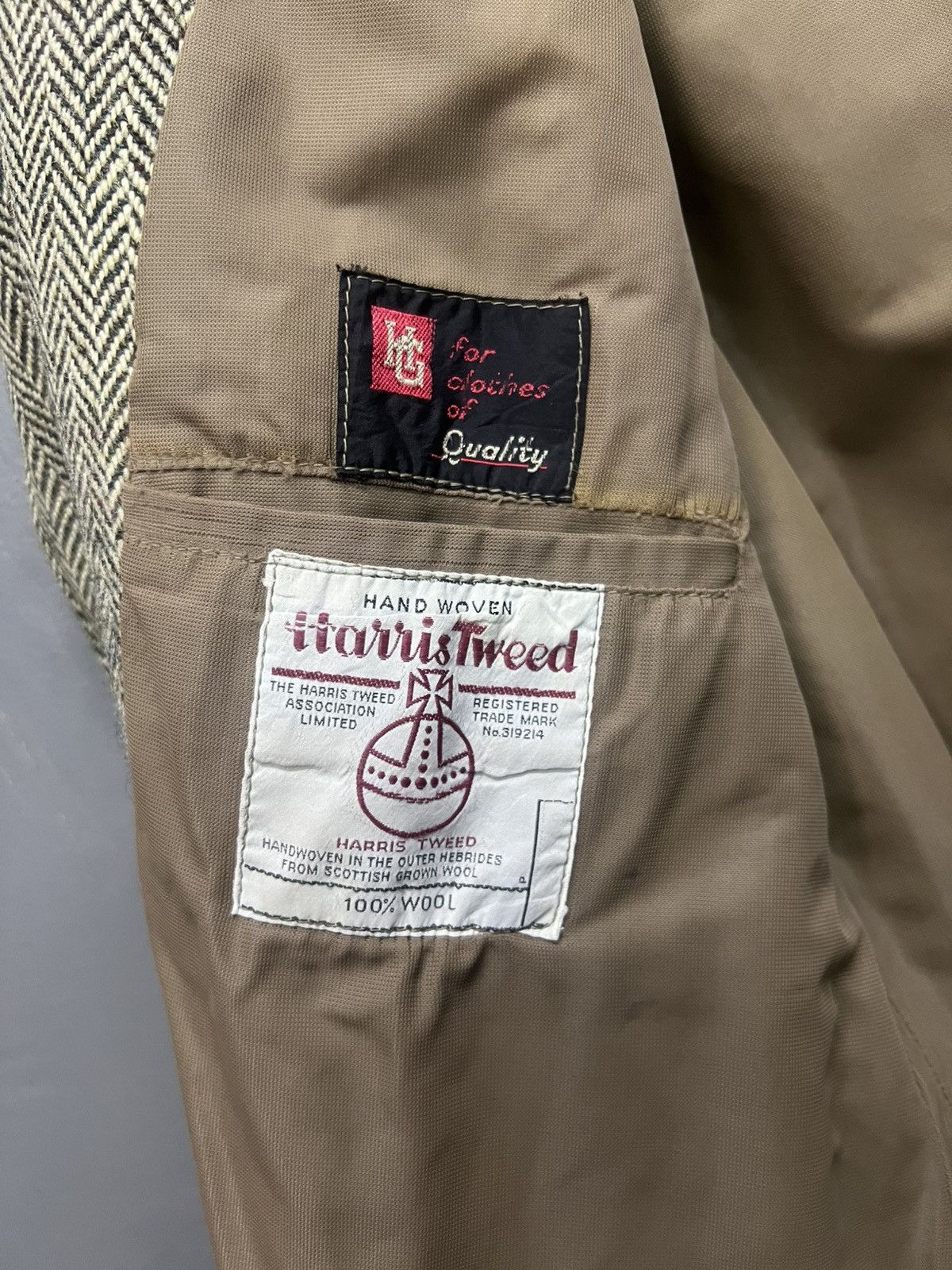 Harris Tweed Harris Tweed Herringbone Twill Hand Wooven Wool Blazers Size 44L - 7 Thumbnail