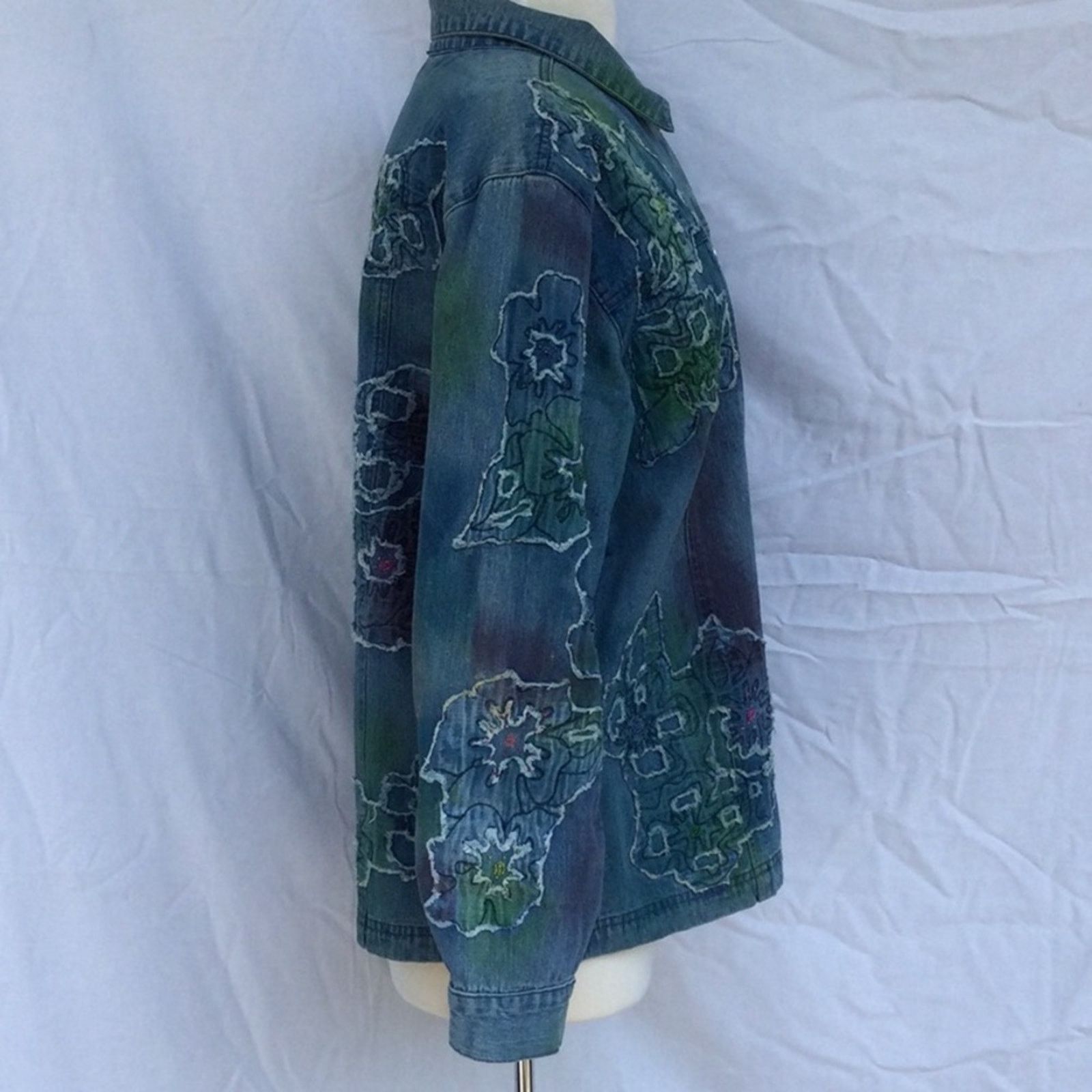 Chicos Chico's Design Vintage Artsy Beaded Jean Jacket 3/XL/16 Size XL / US 12-14 / IT 48-50 - 4 Thumbnail