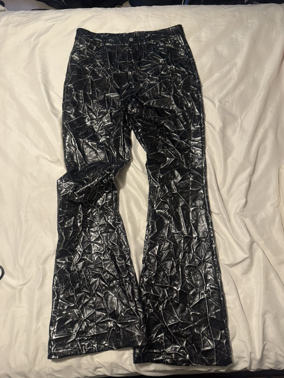 Japanese Brand 8rkive Black Silver Flare Denim Size US 36 / EU 52 - 3 Thumbnail