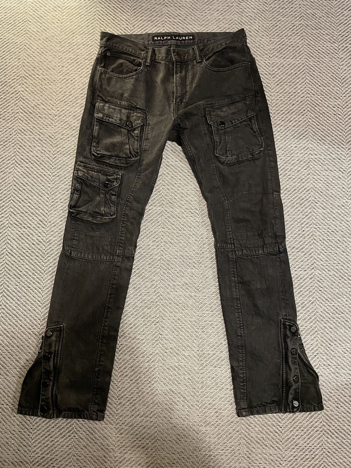 image of Polo Ralph Lauren x Ralph Lauren Ralph Laurent Cargo Pants Parachute Denim Black Label (Size 32)