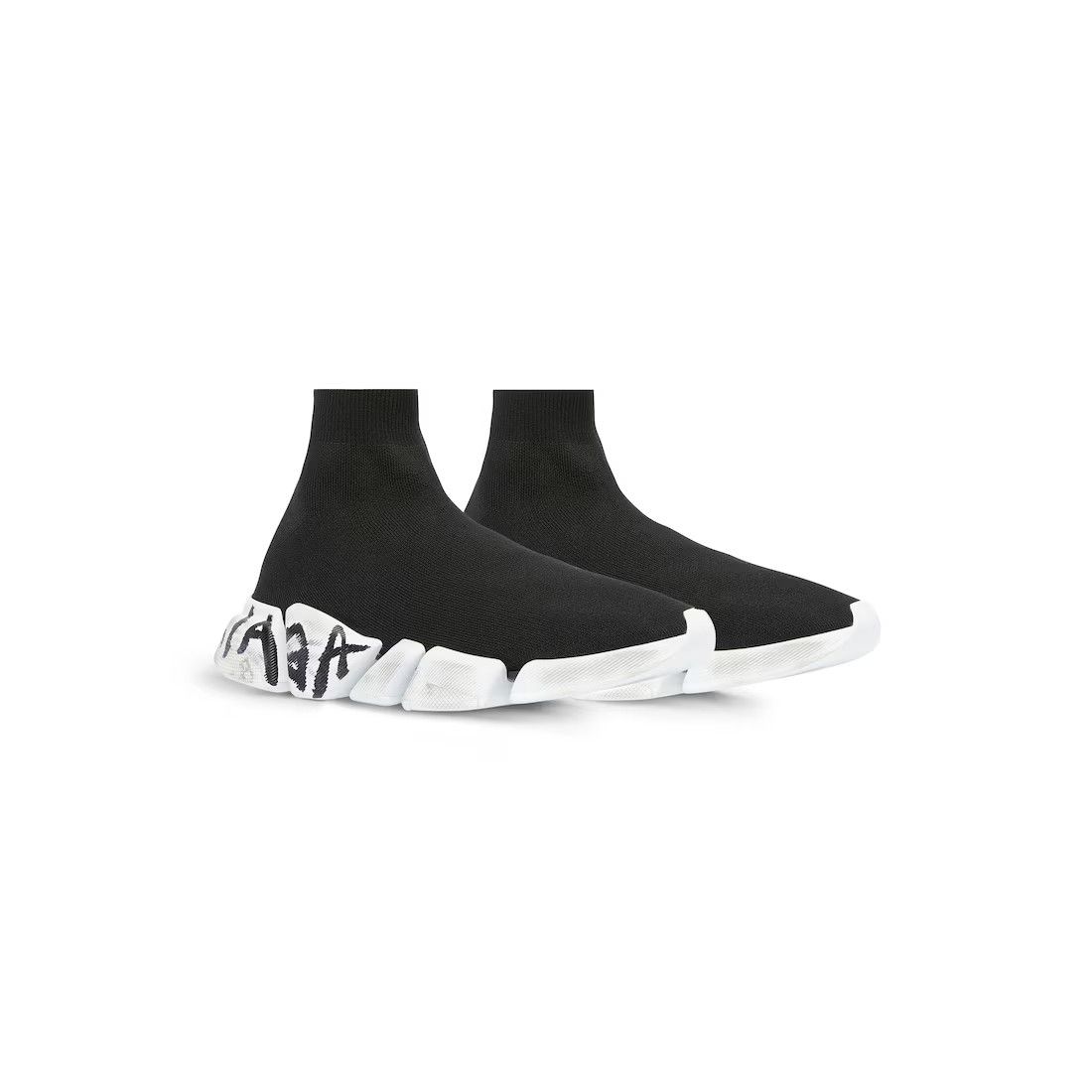 Balenciaga o1mt1gz0425 Speed 2.0 Graffiti Recycled knit Sneakers Black Size US 11 / IT 41 - 2 Thumbnail