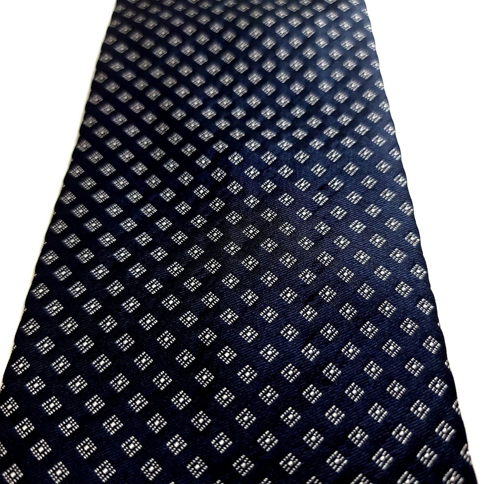 Designer Yves Saint Laurent Blue Geometric Woven Wide Silk Tie Size ONE SIZE - 2 Thumbnail