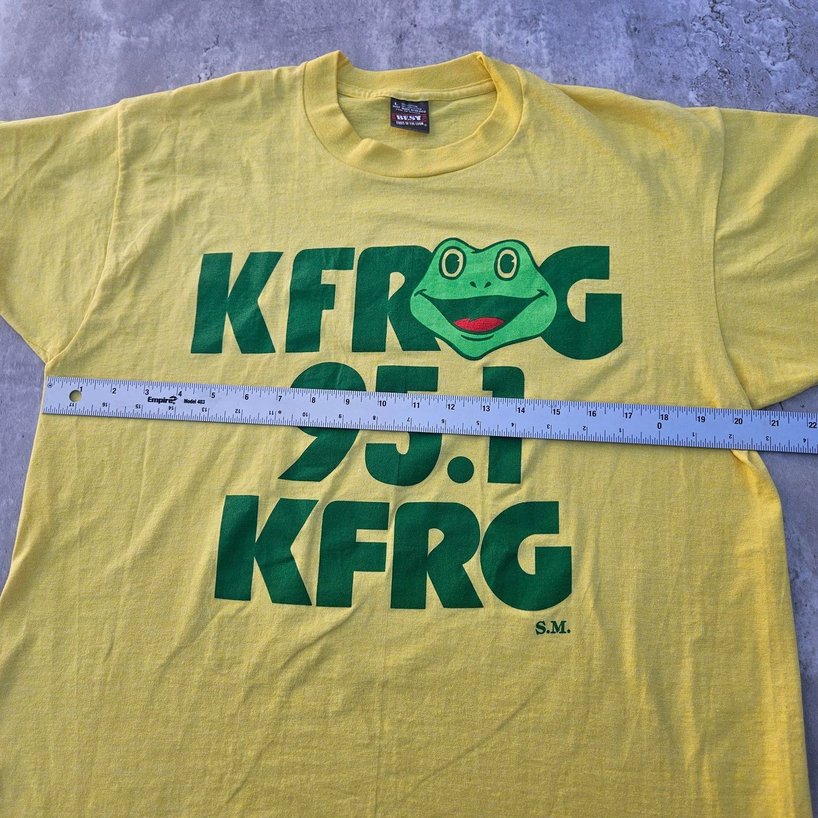 Fruit Of The Loom Vintage Kfrog Shirt Size Large Yellow Single Stitch Size US L / EU 52-54 / 3 - 6 Thumbnail