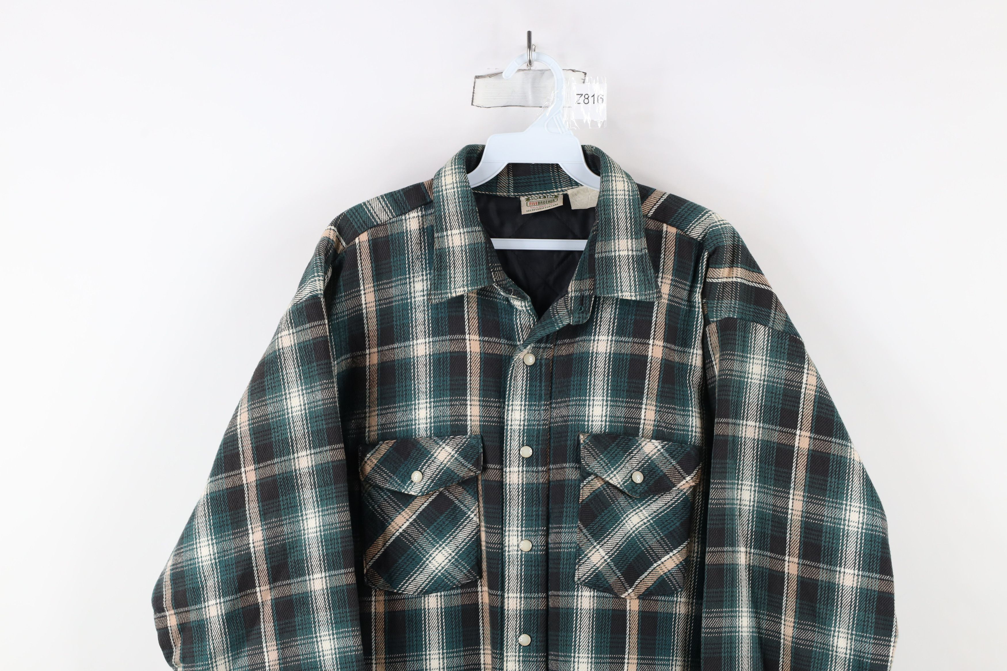 FiveBrother × Vintage Vtg 90s Five Brother Flannel Snap Button Shirt Jacket USA Size US XL / EU 56 / 4 - 2 Thumbnail