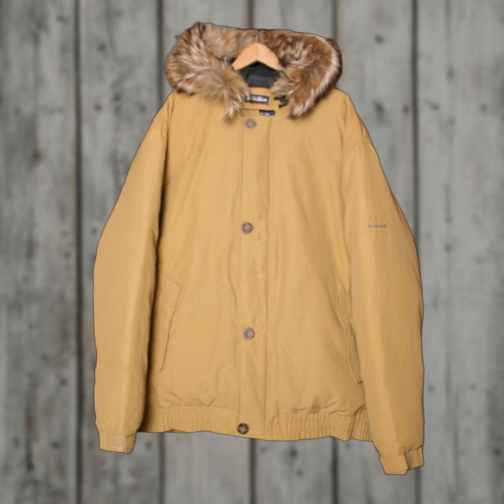 Vintage Woolrich Jacket 3XLT Bomber Hooded Coyote Fur Trim Winter 60/40 Cotton Nylon 60/40 Down Tan Mens Large & Tall Size US XXL / EU 58 / 5 - 1 Thumbnail