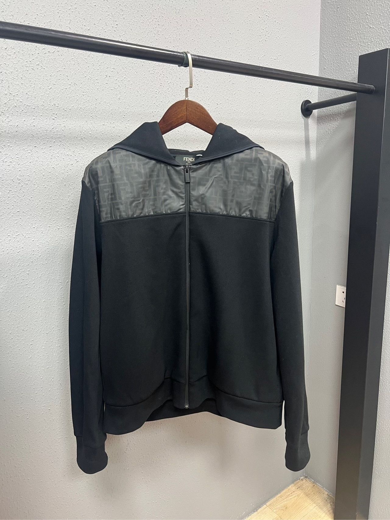 Fendi Fendi Black Zucca Logo Patchwork Hoodie Size US XXL / EU 58 / 5 - 1 Thumbnail