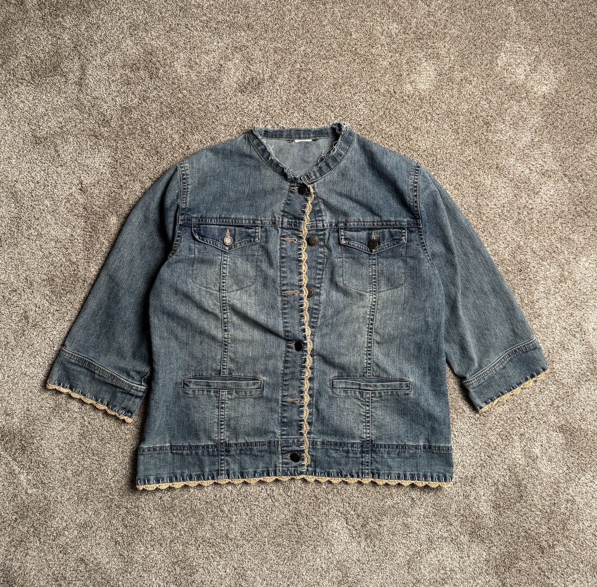 Other LE GREENIER “CROCHET EDGE” DENIM JACKET Size L / US 10 / IT 46 - 1 Thumbnail