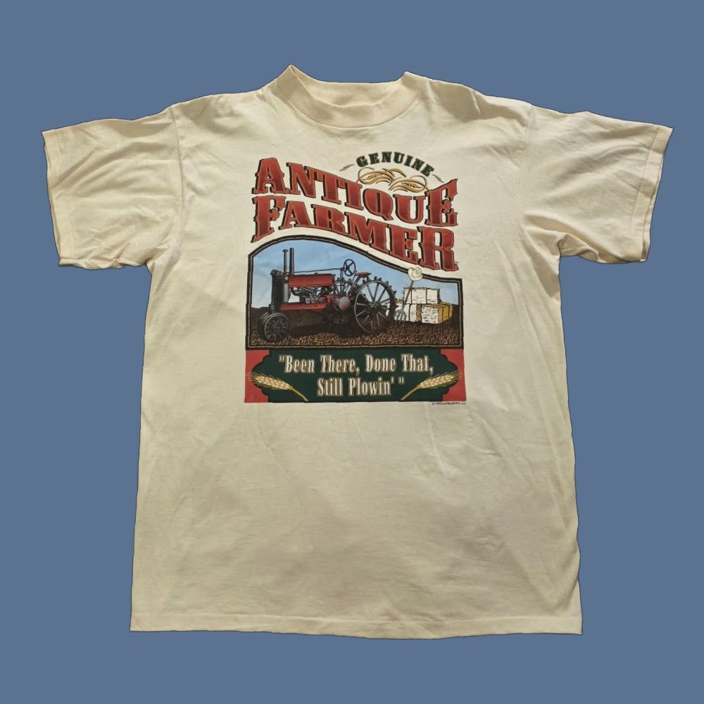 Vintage VINTAGE 1995 Genuine Antique Person T Shirt Graphic Print Cowboy USA 90s Men XL Ivory Cotton Short Sleeve Crew Neck T-Shirt Size US XL / EU 56 / 4 - 1 Thumbnail