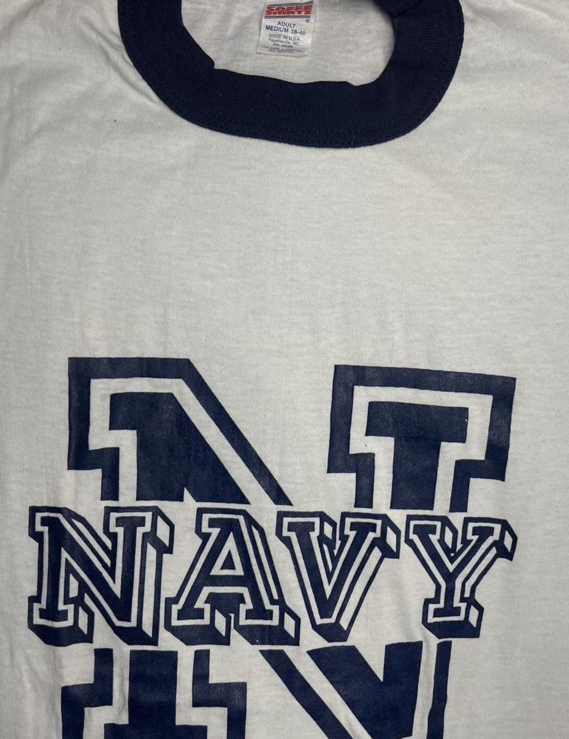 Soffe Vtg 90s SOFFE US NAVY RingerTee Single Stitch Made in USA M Size US L / EU 52-54 / 3 - 5 Thumbnail