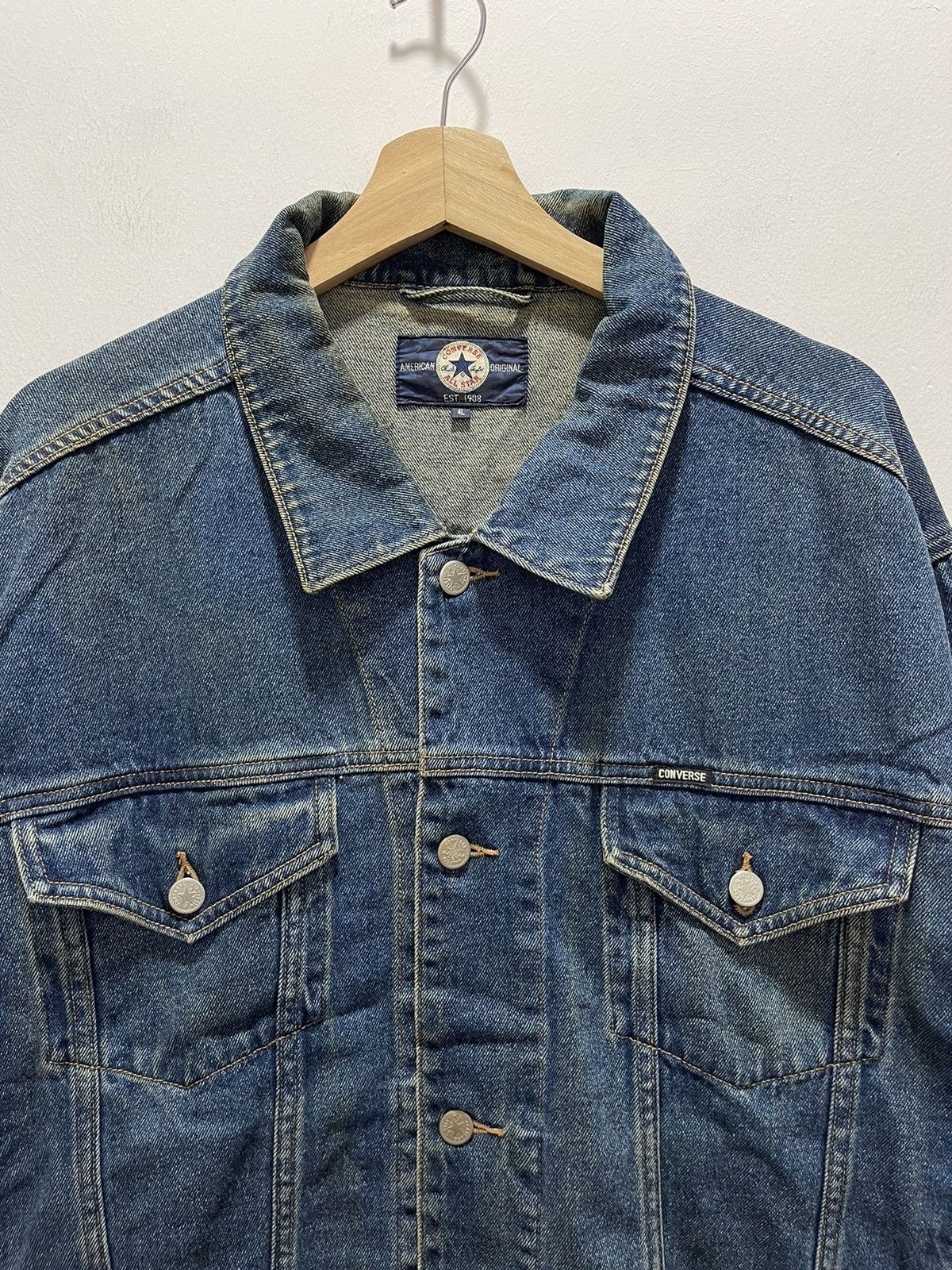 Converse × Vintage VINTAGE CONVERSE TRUCKER DISTRESSED DENIM JACKET Size US XL / EU 56 / 4 - 2 Thumbnail