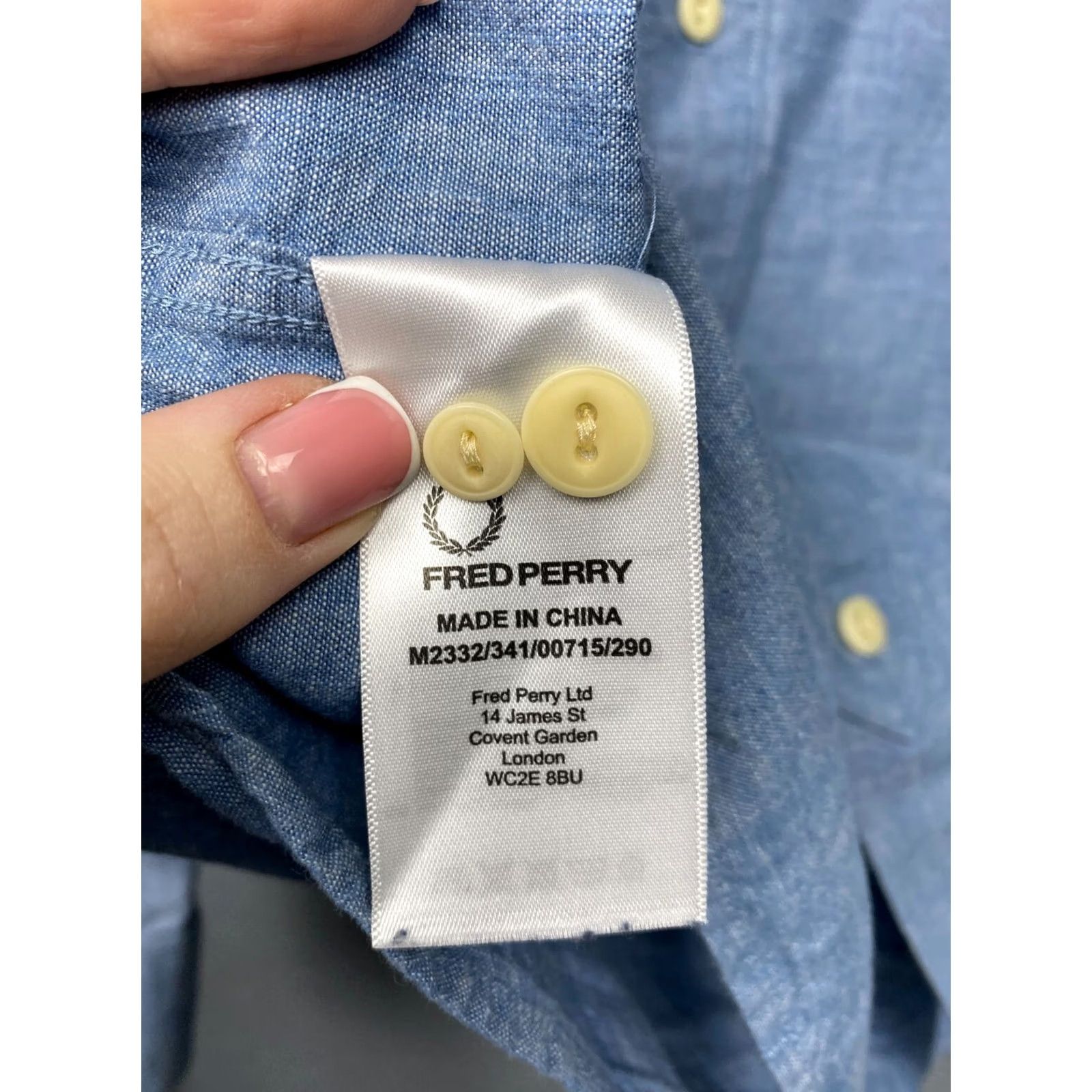 Fred Perry Fred Perry Mens Shirt Long Sleeve Button-Up Blue Cotton Size S Regular Adult Mens Size US S / EU 44-46 / 1 - 5 Thumbnail