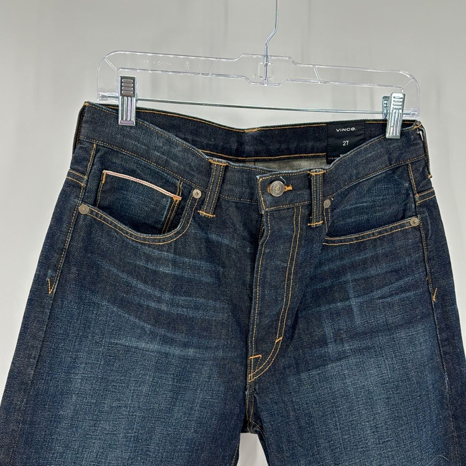 Vince Vince raw hem dark wash button fly jeans casual size 27 Size 27" / US 4 / IT 40 - 6 Thumbnail