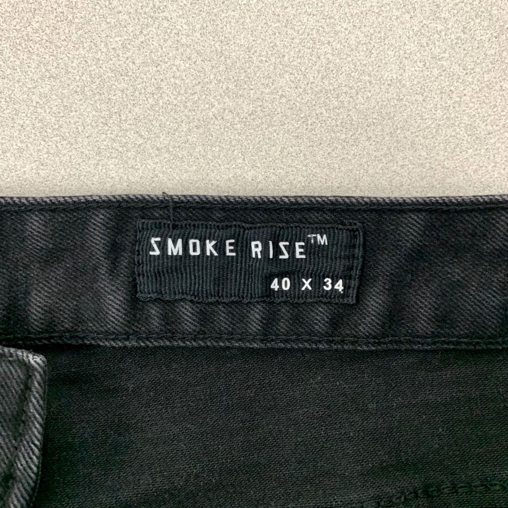 Vintage Smoke Rise Jeans Men 40x34 Black Straight Leg Stretch Knee Seams - Urban Streetwear Size US 40 / EU 56 - 3 Thumbnail