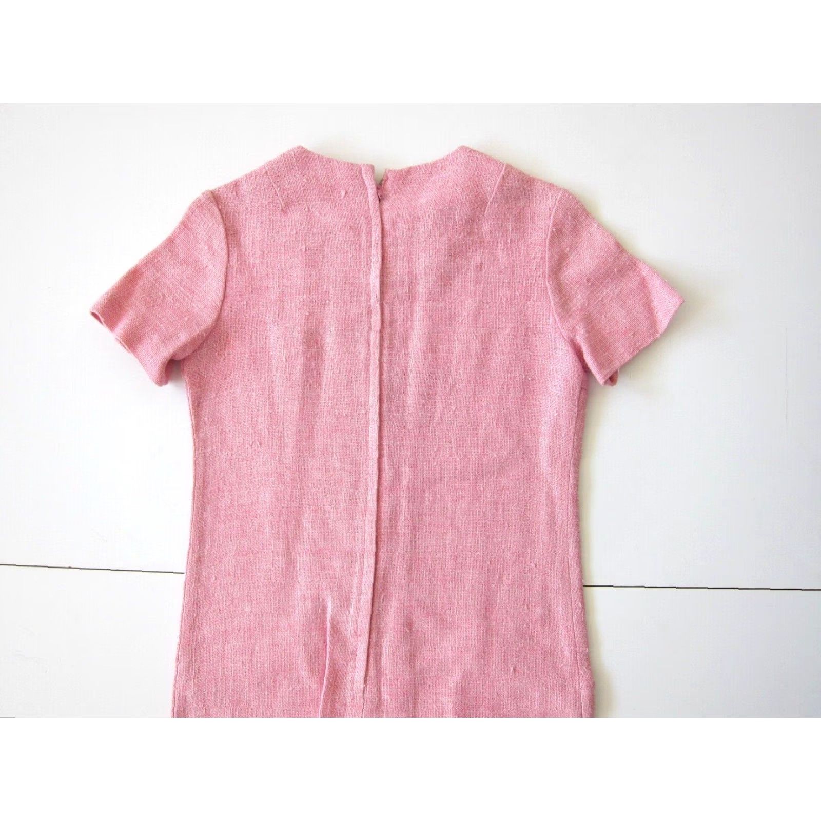 Vintage VINTAGE ANR JR. 1960'S PINK TWEED MODERN SHORT SLEEVE TUNIC SHIRT DRESS SMALL Size S / US 4 / IT 40 - 6 Thumbnail