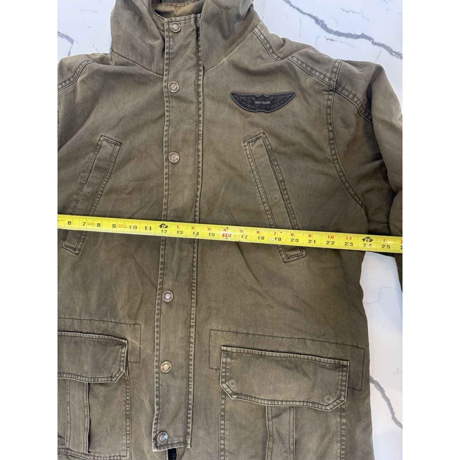 Harley Davidson Harley-Davidson Men Hooded Jacket Zip Green Motorcycle Patch Size US XL / EU 56 / 4 - 7 Thumbnail
