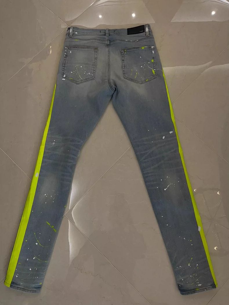 Amiri AmiriBright strip fluorescent single knee destruction jeans Size US 32 / EU 48 - 7 Thumbnail