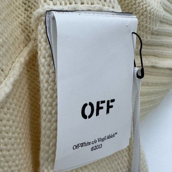 Off-White Off-White Crewneck Diagonal Stripe Jumper Beige Men’s Size L Size US L / EU 52-54 / 3 - 6 Thumbnail